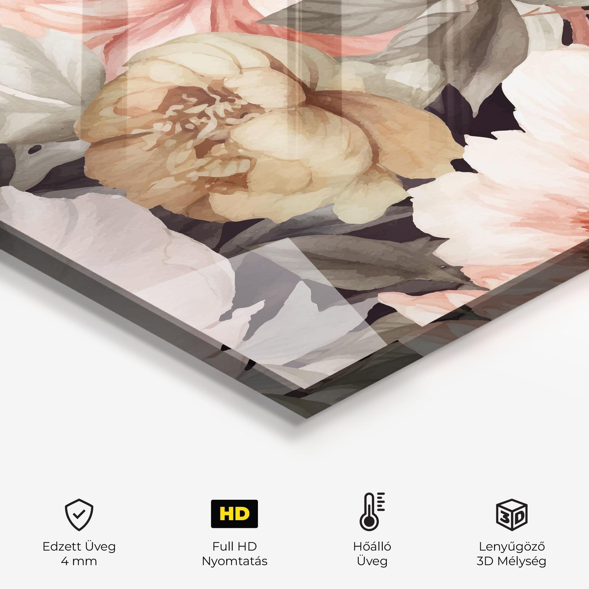 Konyhai üveg hátfal Cream Pink Peony mockup 2