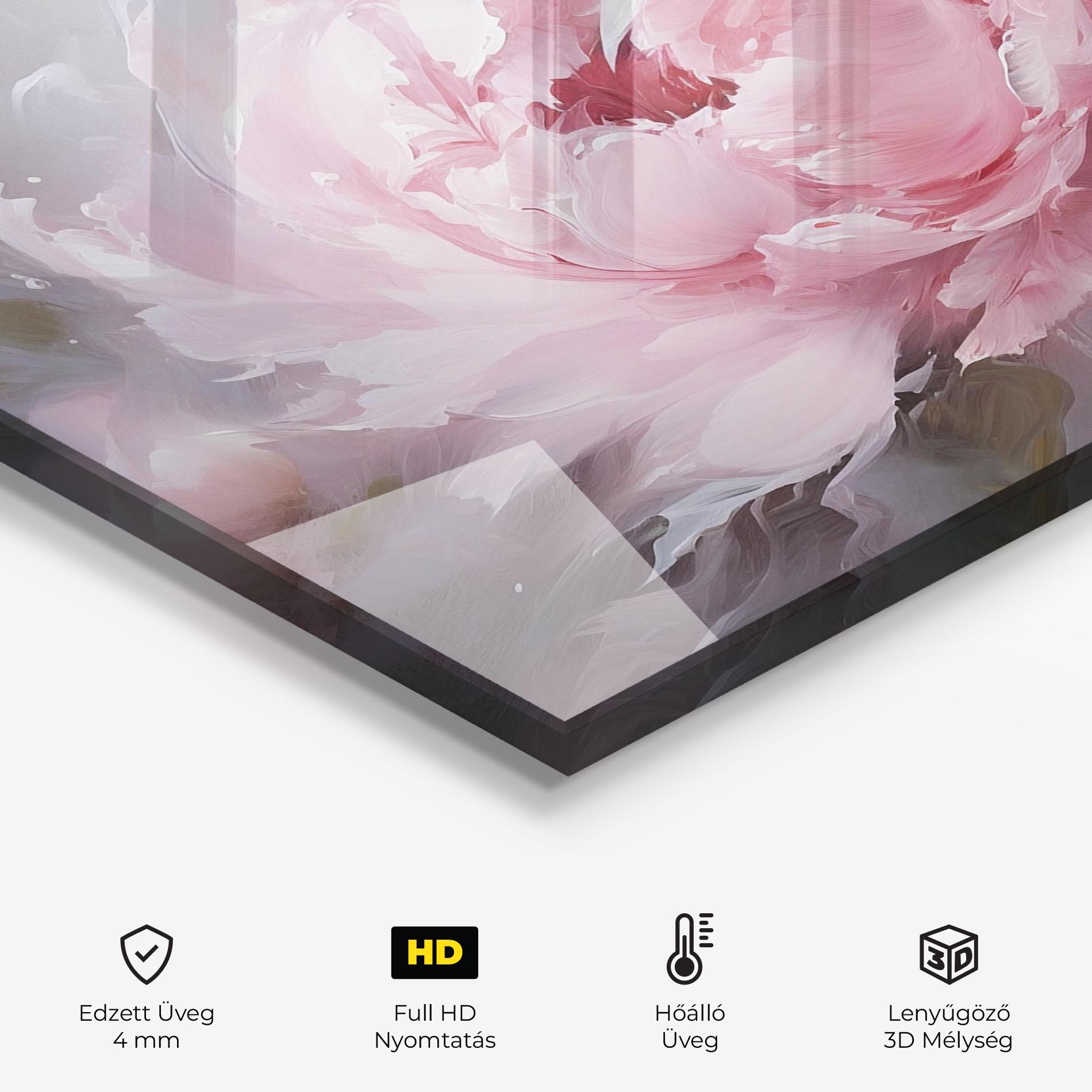 Konyhai üveg hátfal Dreamy Painting Peony mockup 2