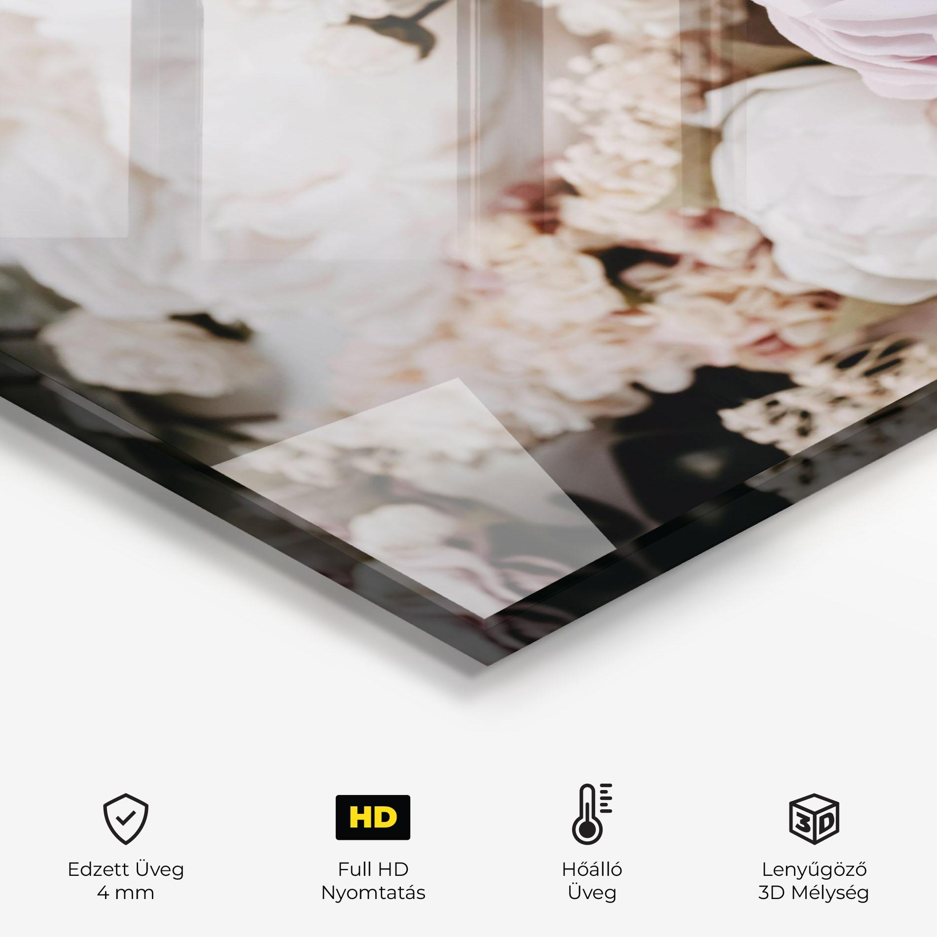 Konyhai üveg hátfal Grey Peony Bouquet mockup 2