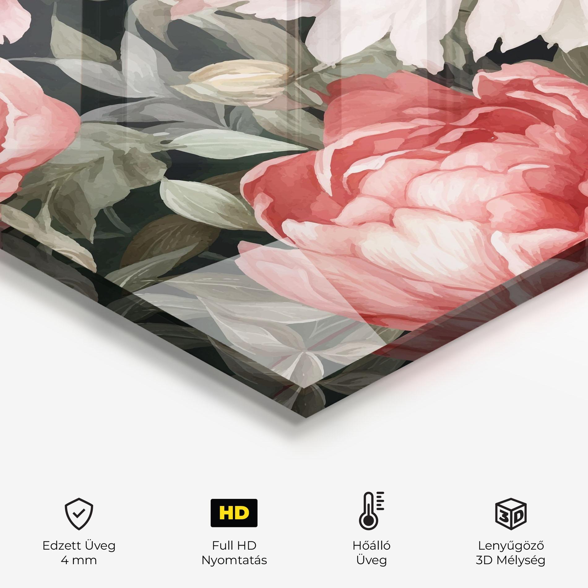 Konyhai üveg hátfal Light Peony Art mockup 2