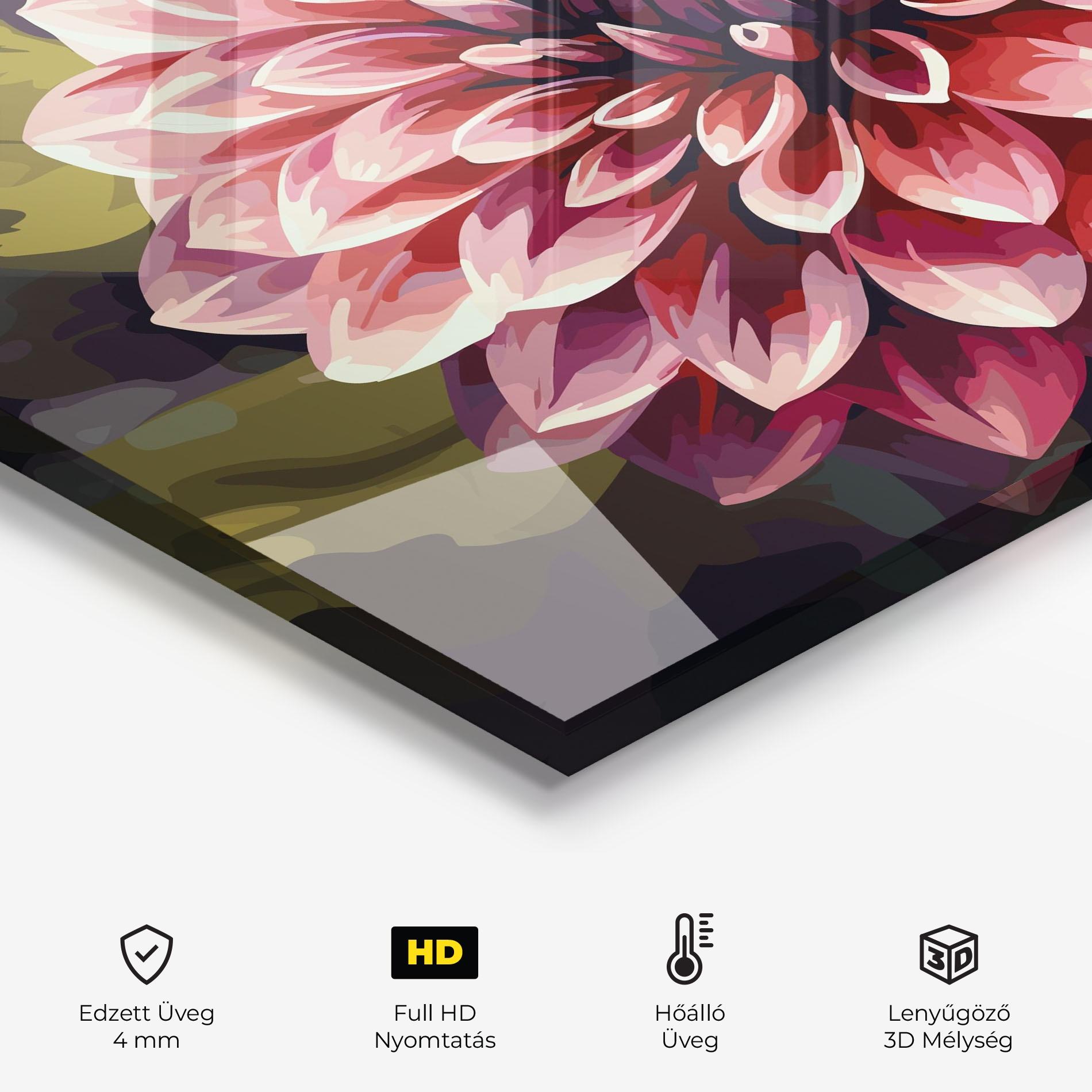 Konyhai üveg hátfal Open Pink Flower mockup 2