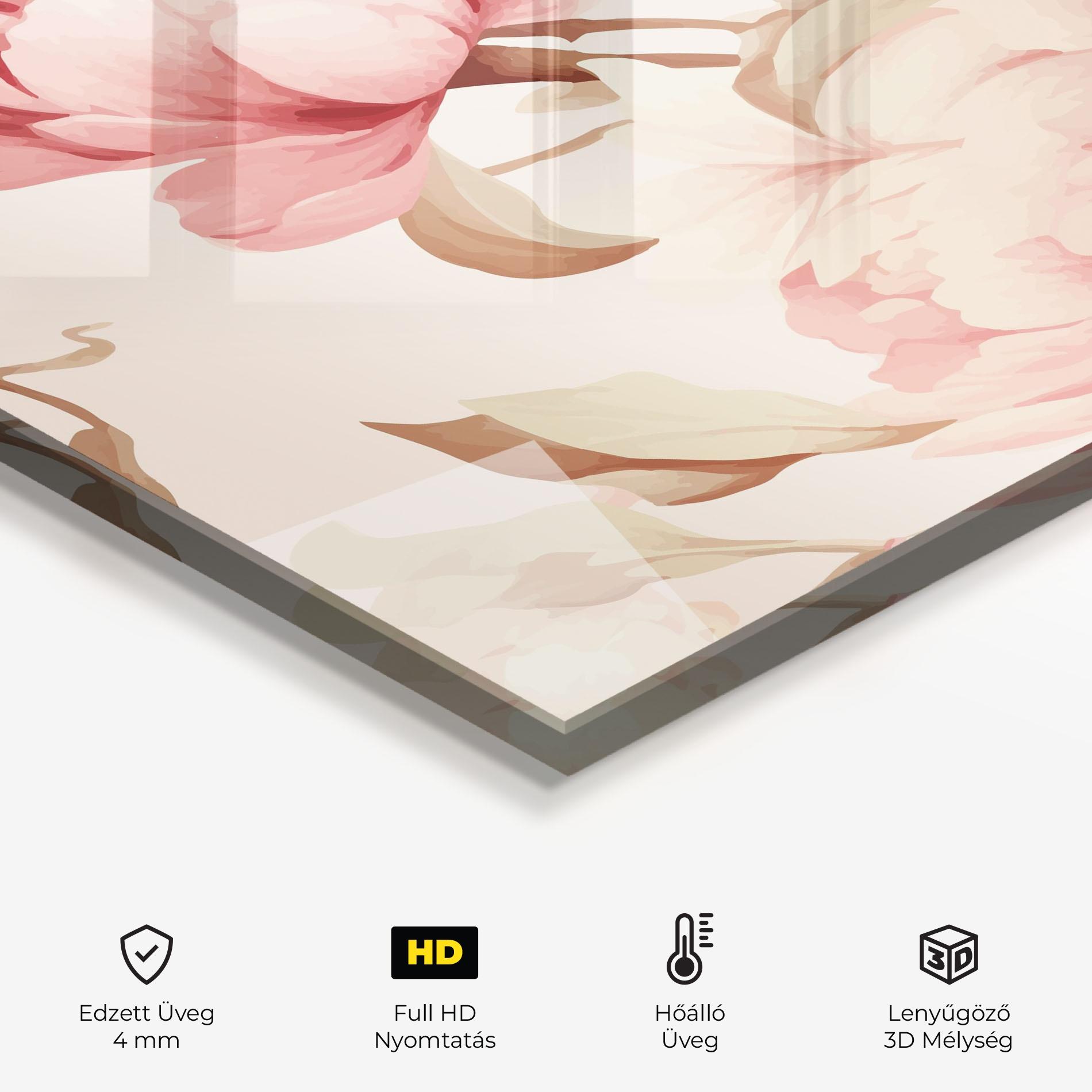 Konyhai üveg hátfal Pastel Peony mockup 2