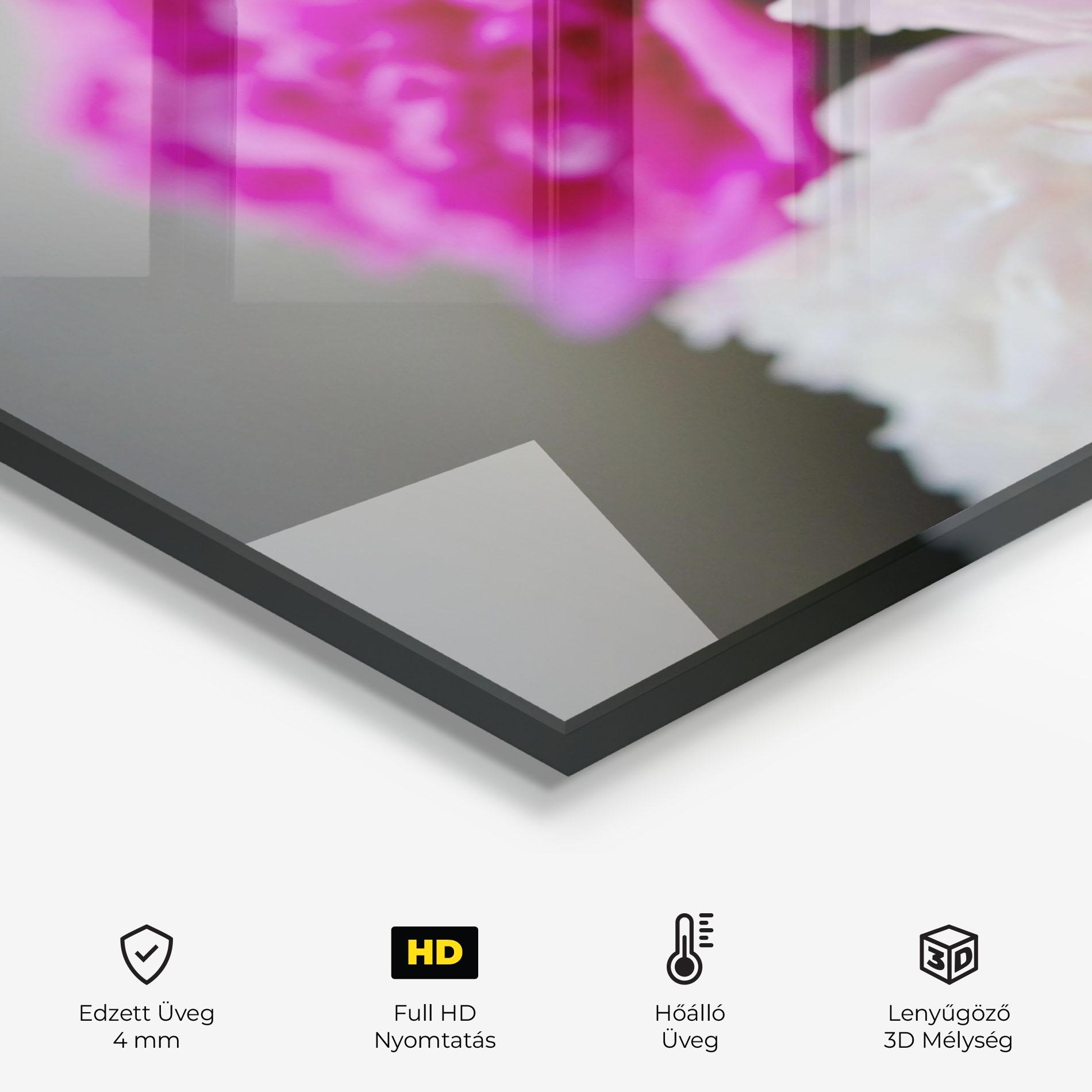 Konyhai üveg hátfal Peonies Close Up mockup 2