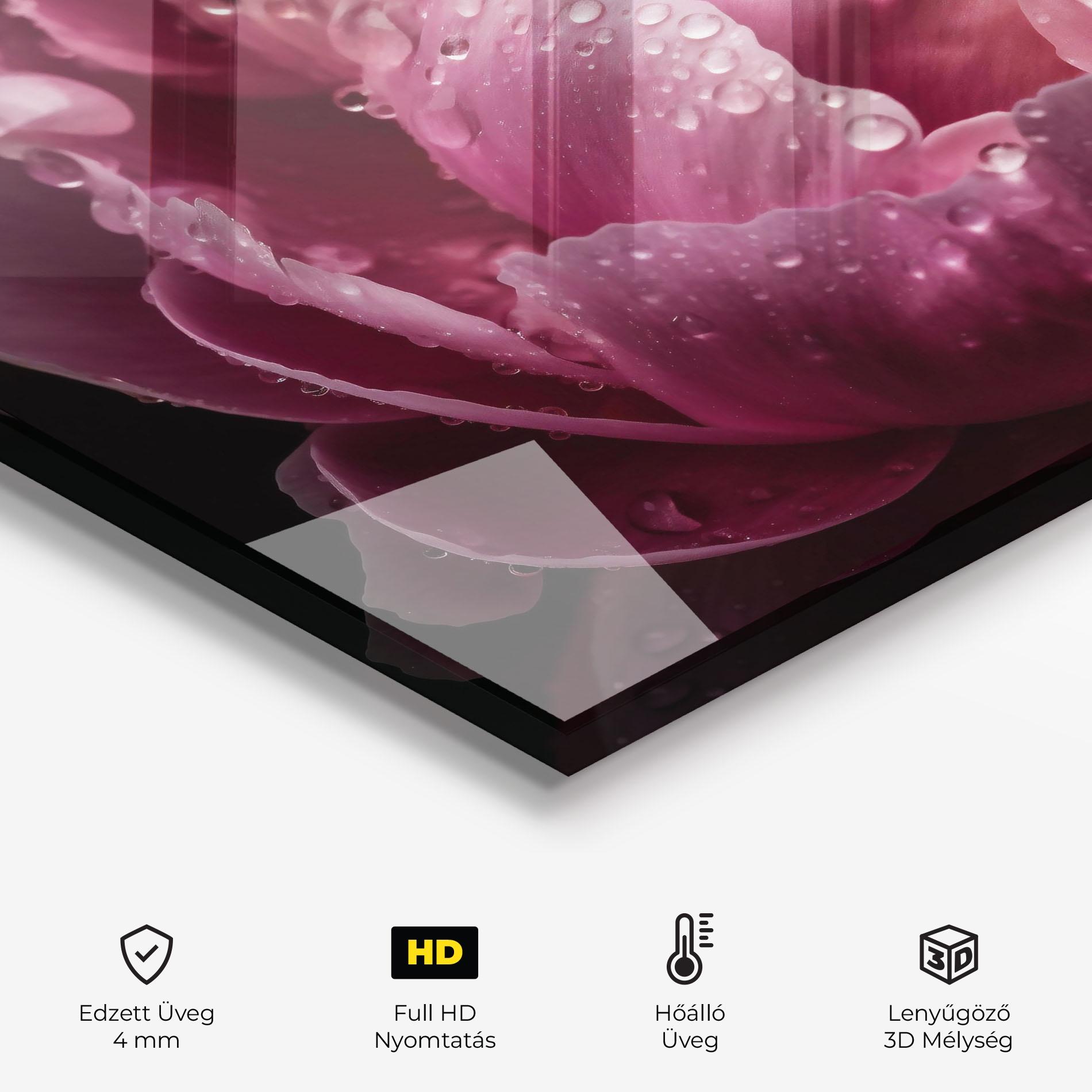 Konyhai üveg hátfal Peony Close Up After Rain mockup 2