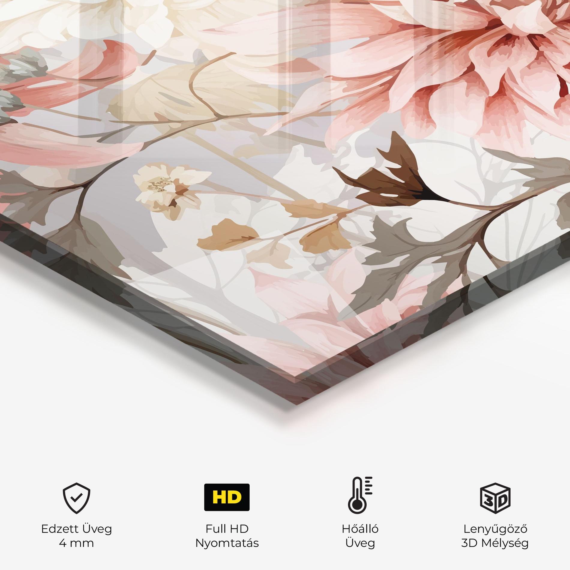 Konyhai üveg hátfal Pink Cream Open Peony mockup 2