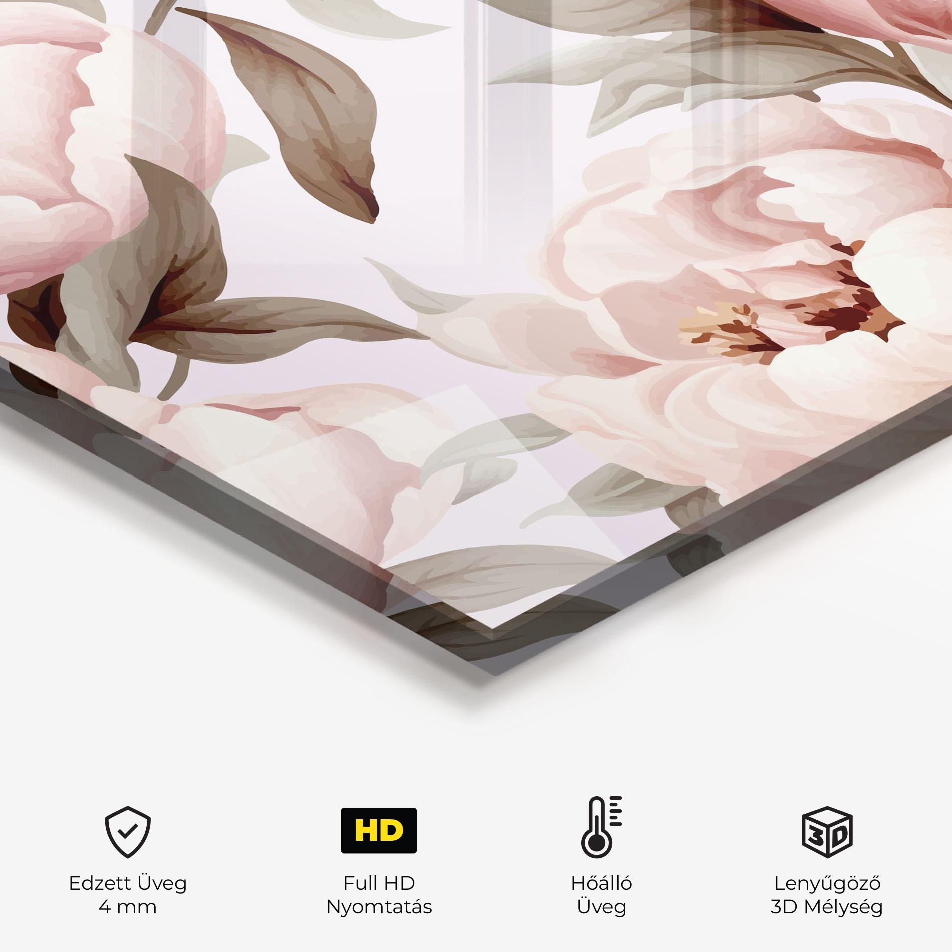 Konyhai üveg hátfal Pink Peony Buds mockup 2