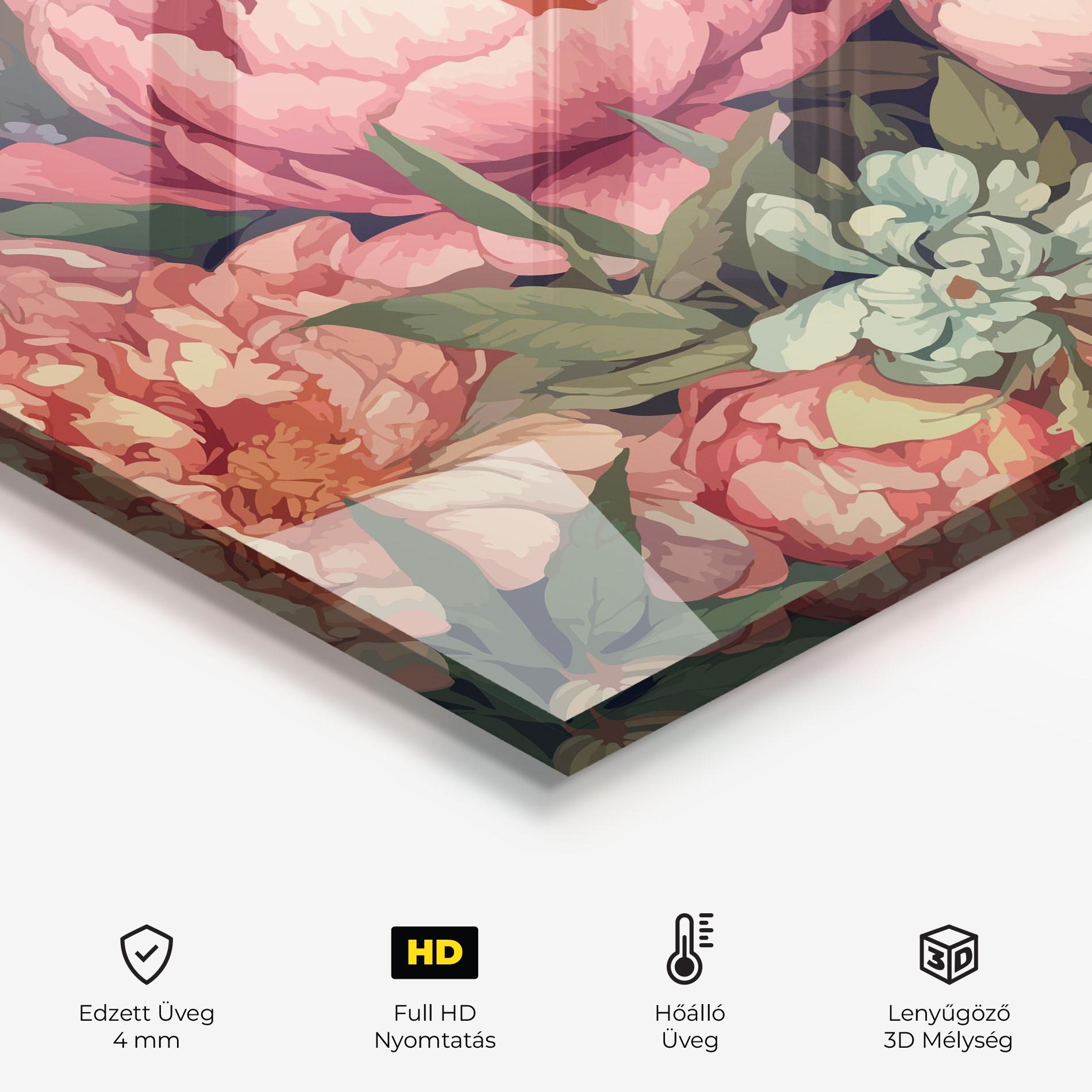 Konyhai üveg hátfal Pretty Artistic Peony mockup 2
