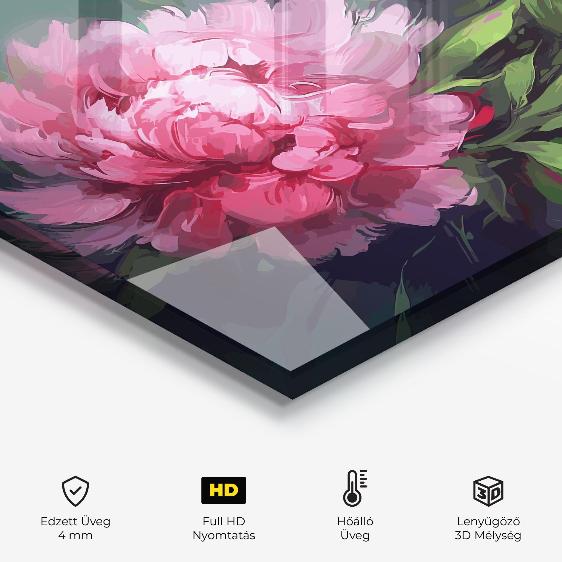 Konyhai üveg hátfal Pretty Peonies mockup 2