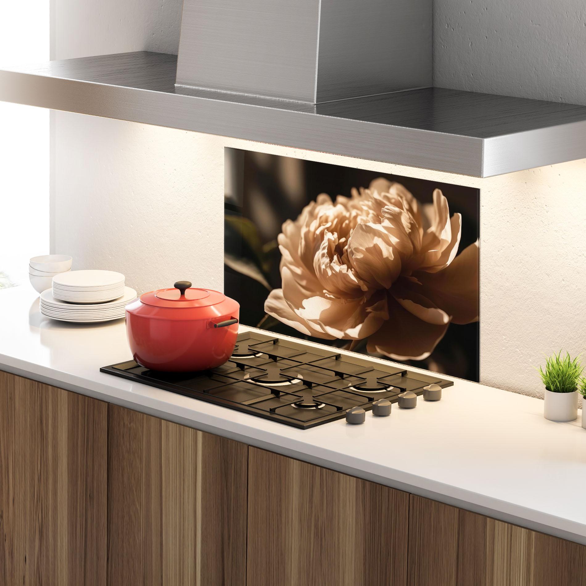 Konyhai üveg hátfal Cream Peony mockup 4
