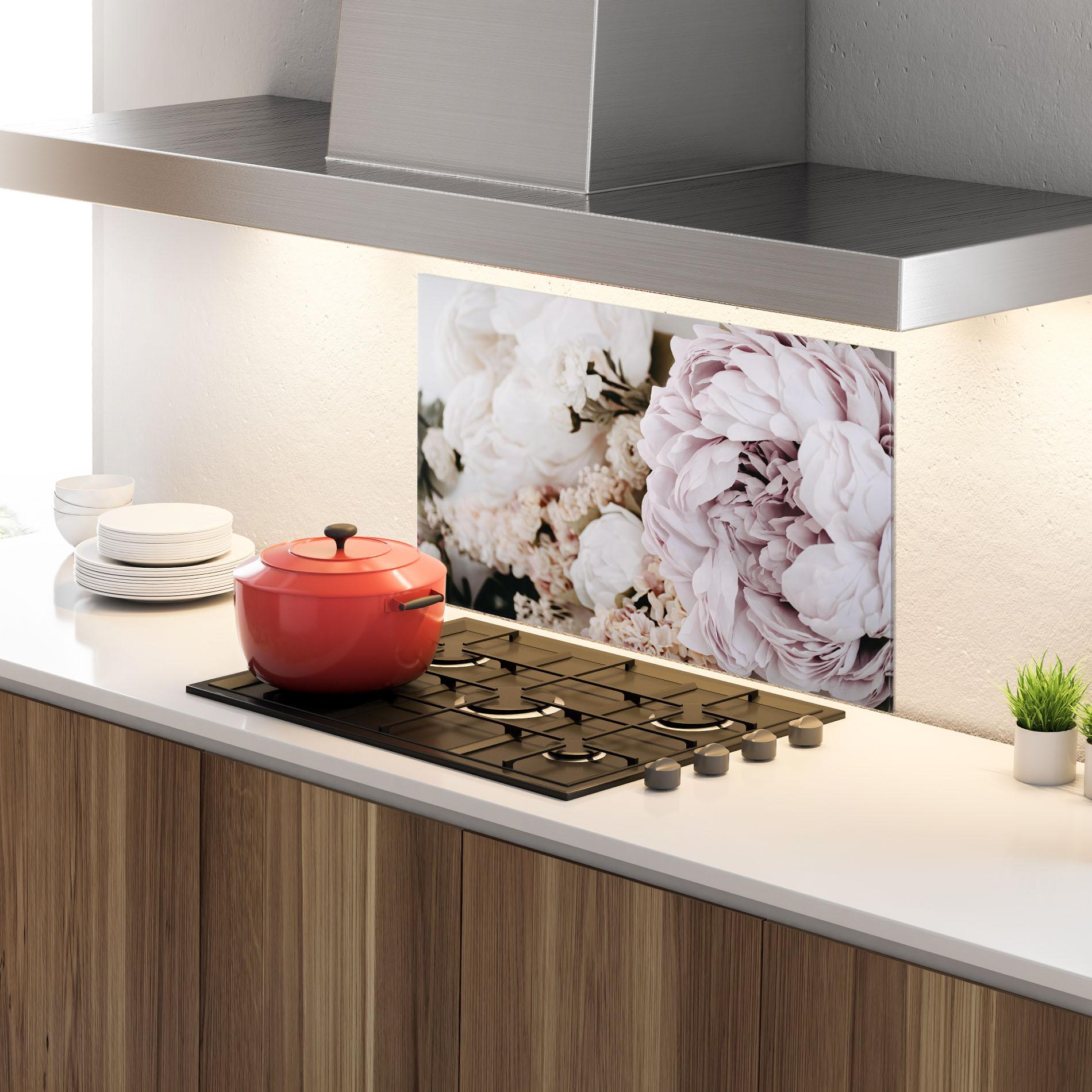 Konyhai üveg hátfal Grey Peony Bouquet mockup 4