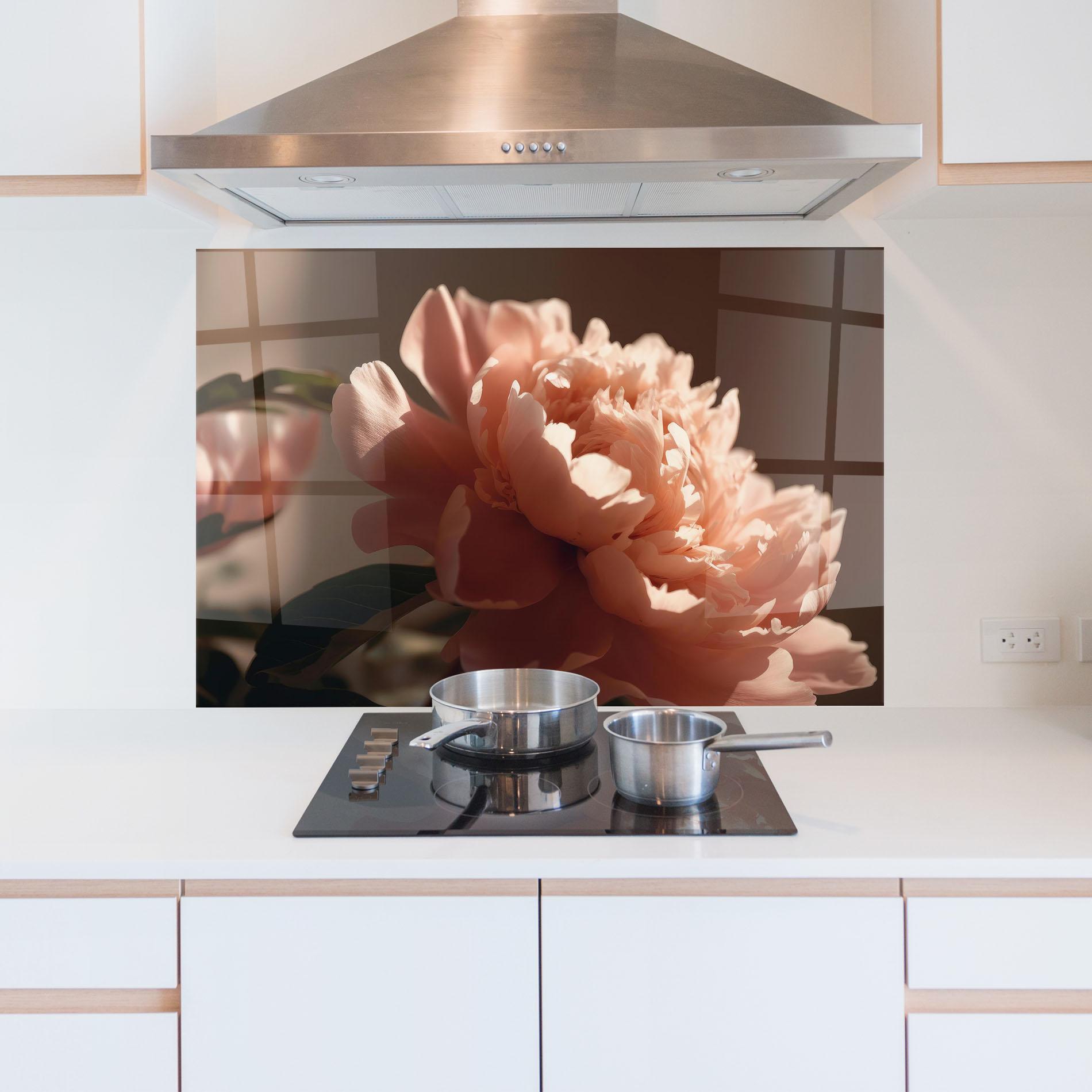 Konyhai üveg hátfal Light Orange Peony View mockup 5