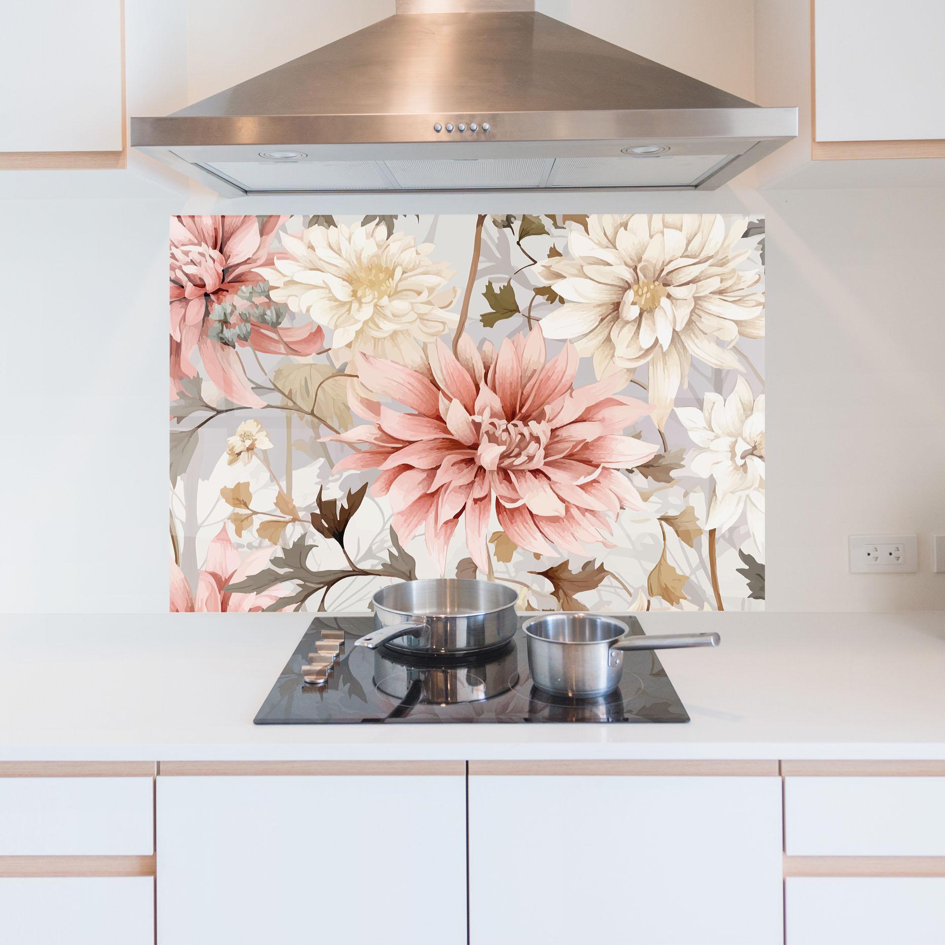 Konyhai üveg hátfal Pink Cream Open Peony mockup 5