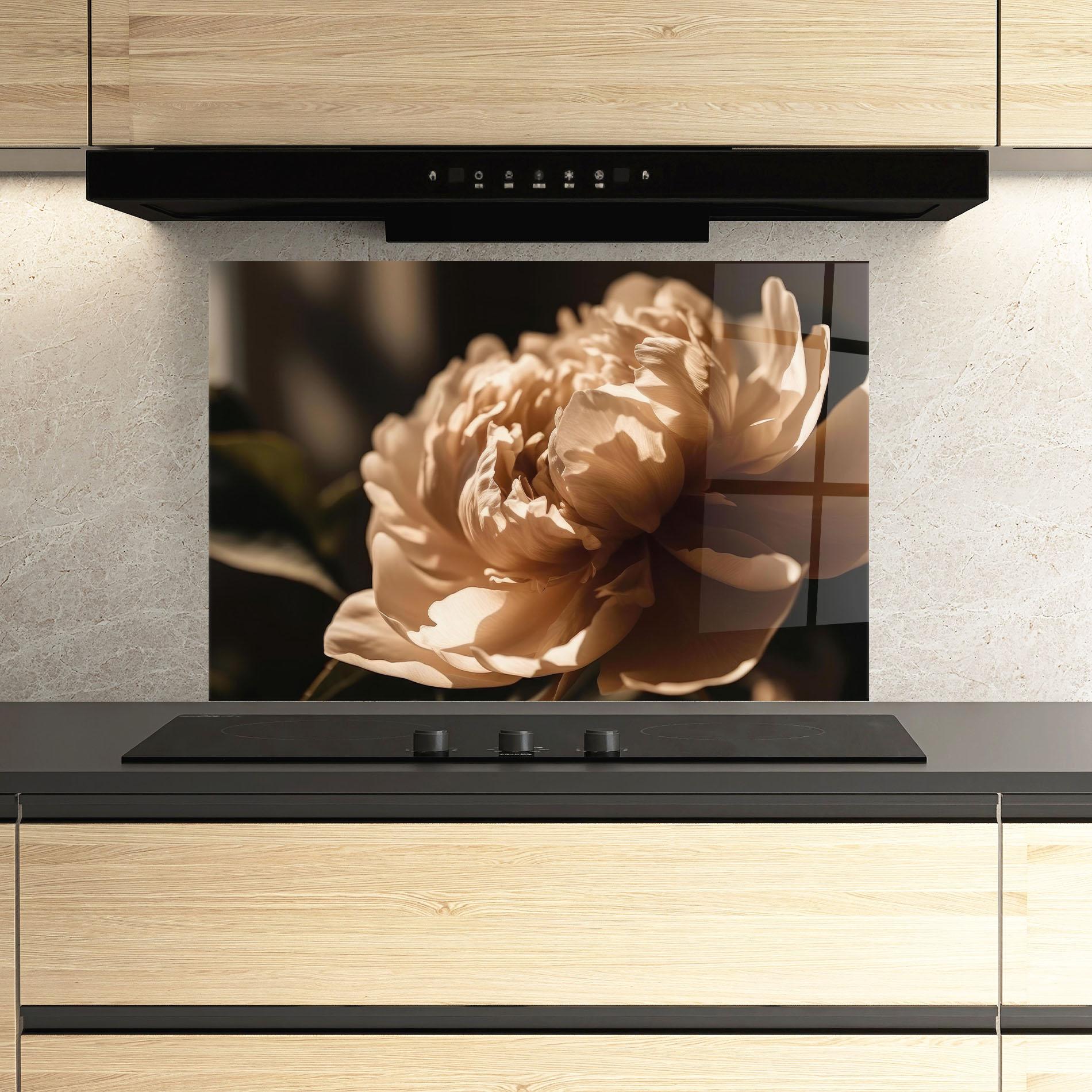 Konyhai üveg hátfal Cream Peony mockup 3