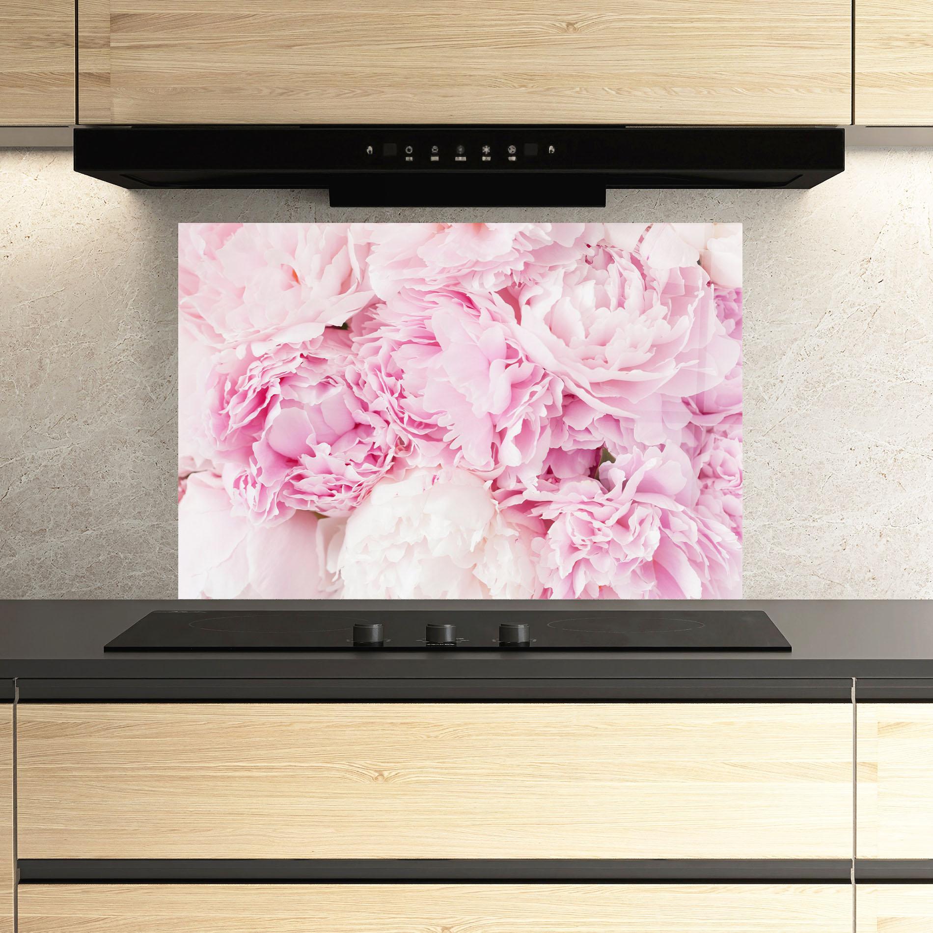 Konyhai üveg hátfal Dreamy Pink Pastel Peony mockup 3