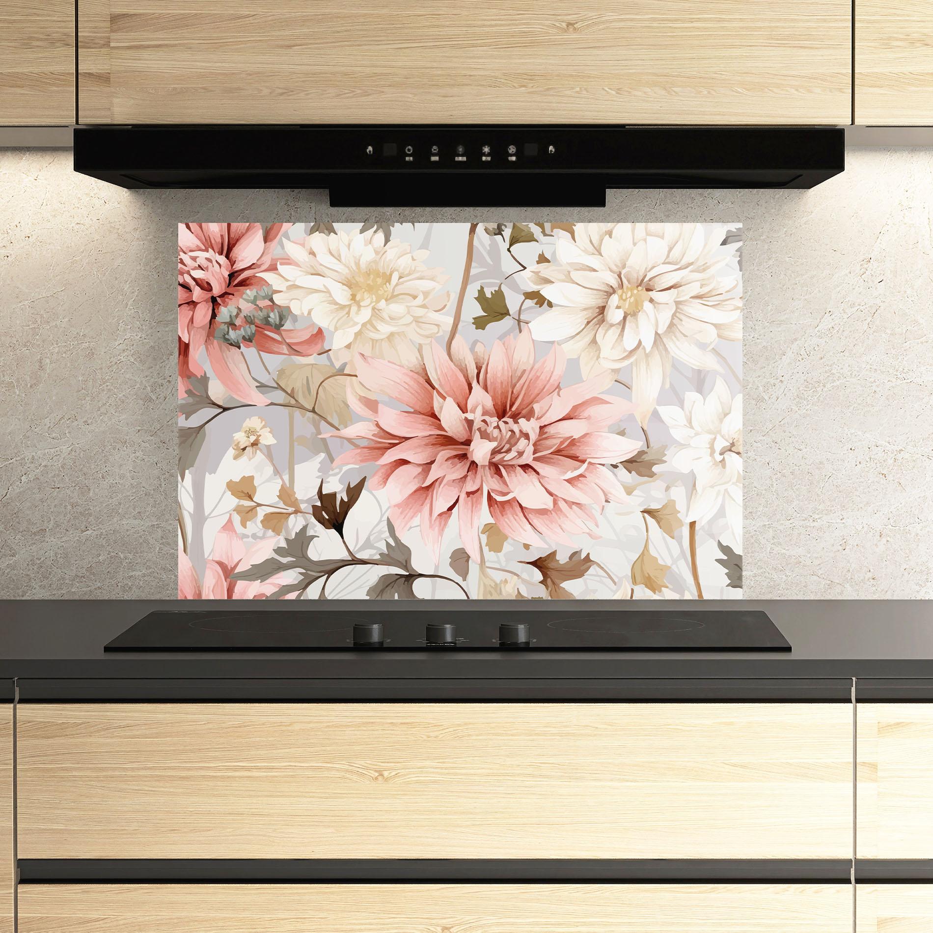 Konyhai üveg hátfal Pink Cream Open Peony mockup 3