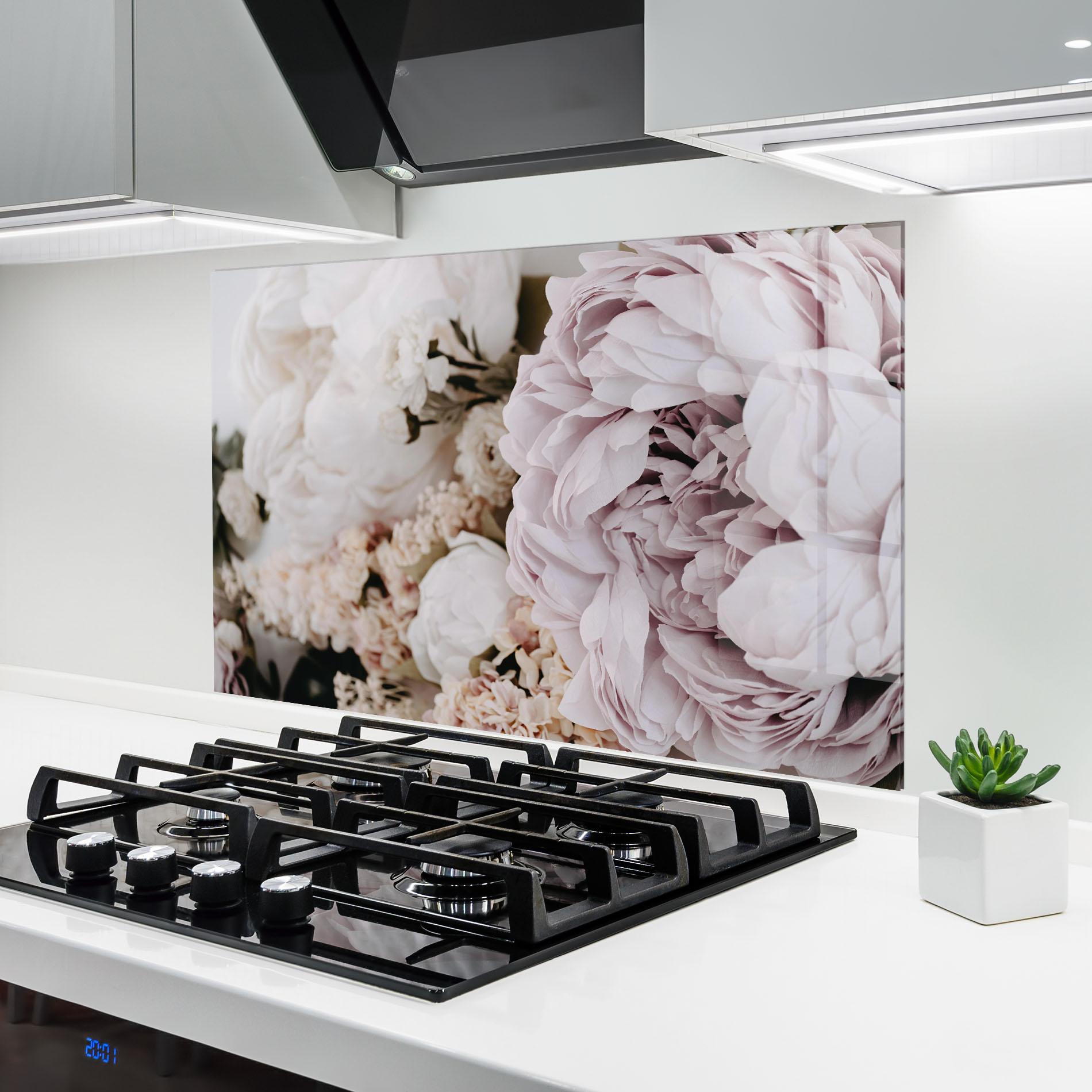 Konyhai üveg hátfal Grey Peony Bouquet mockup 6