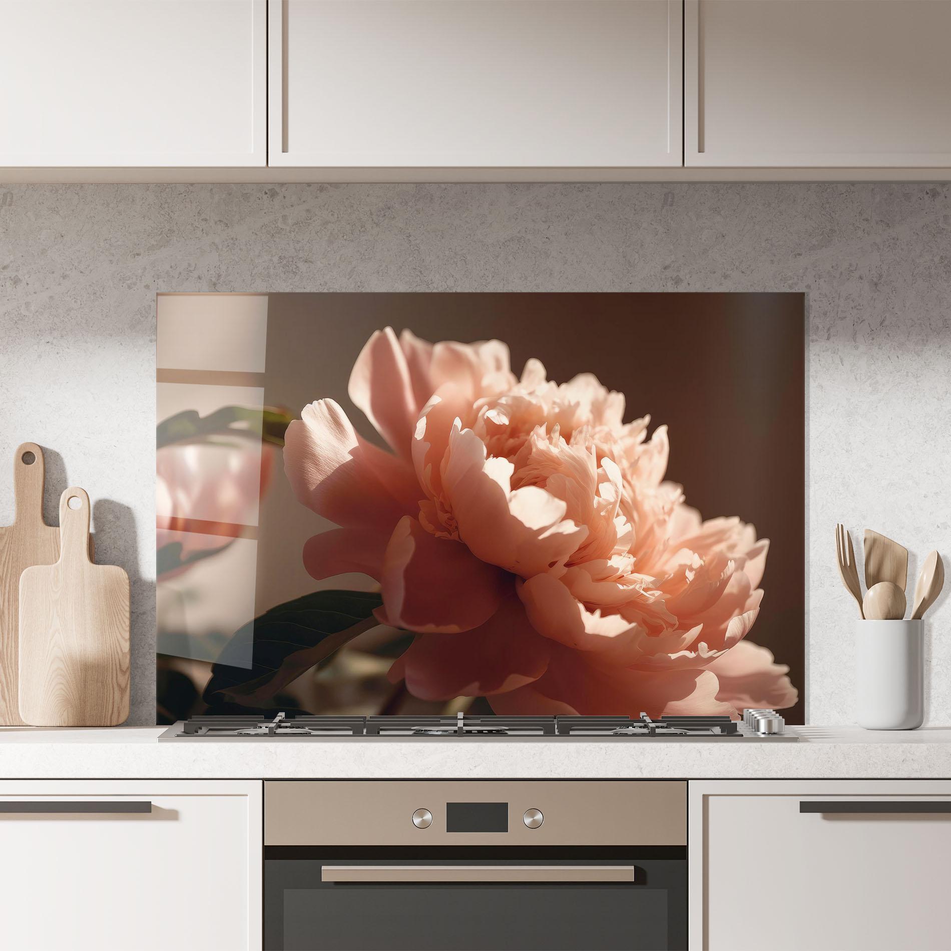 Konyhai üveg hátfal Light Orange Peony View mockup 7