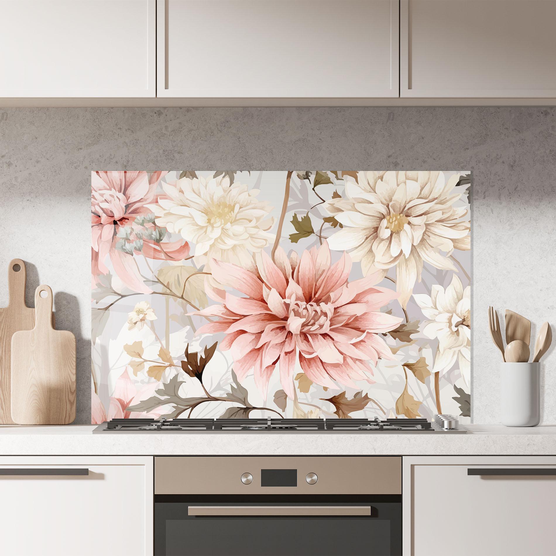 Konyhai üveg hátfal Pink Cream Open Peony mockup 7