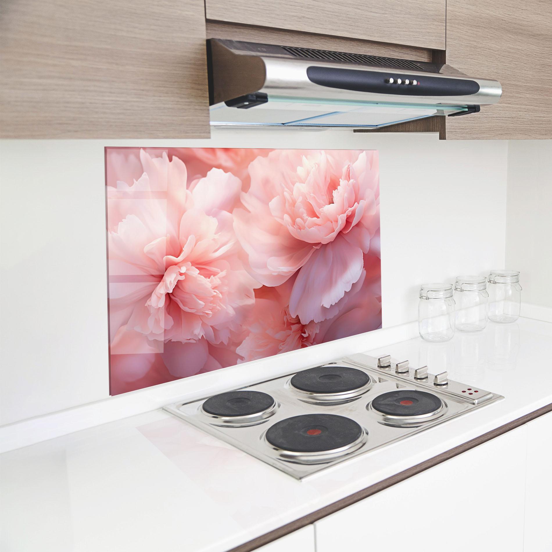 Konyhai üveg hátfal Close Up Dreamy Peony mockup 8