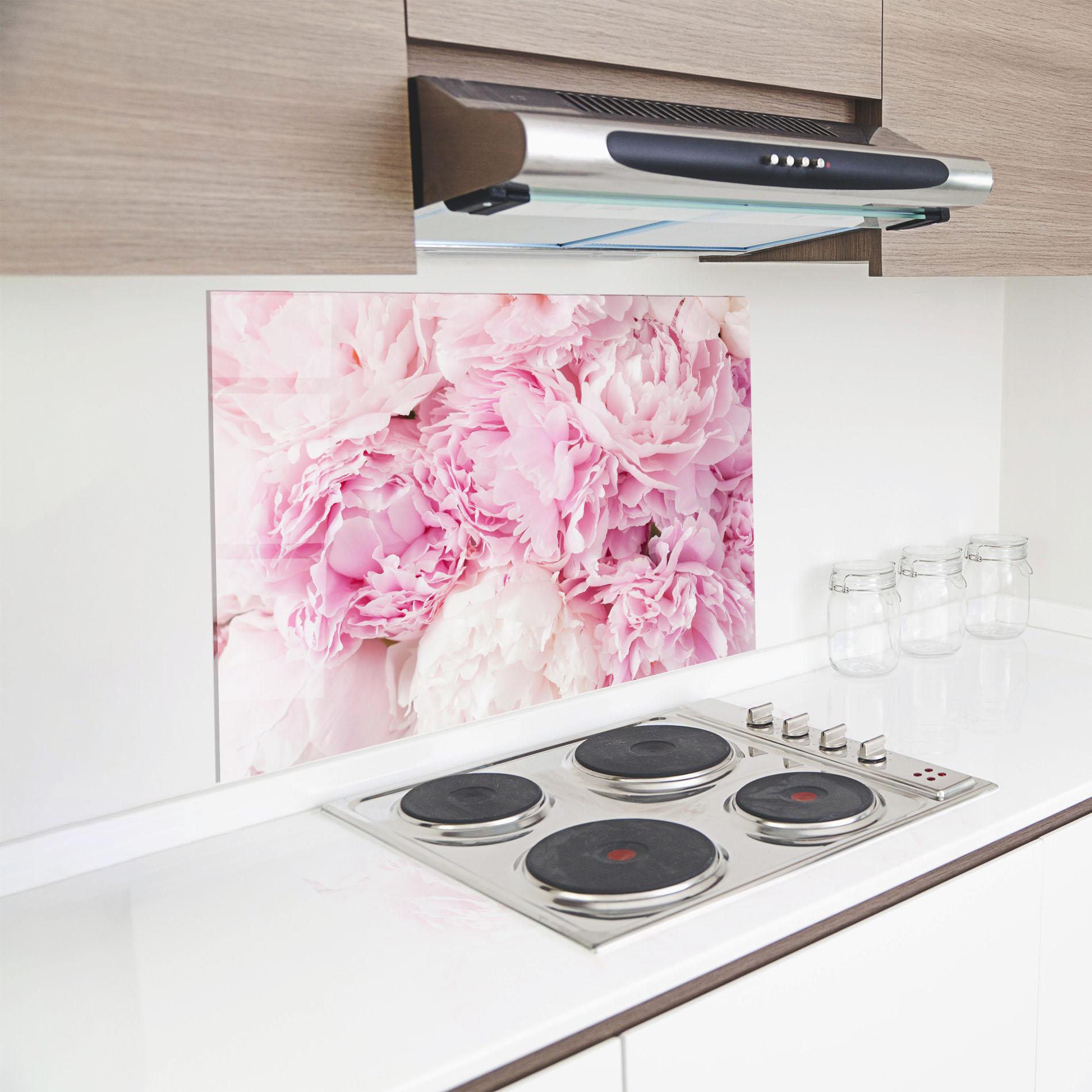 Konyhai üveg hátfal Dreamy Pink Pastel Peony mockup 8