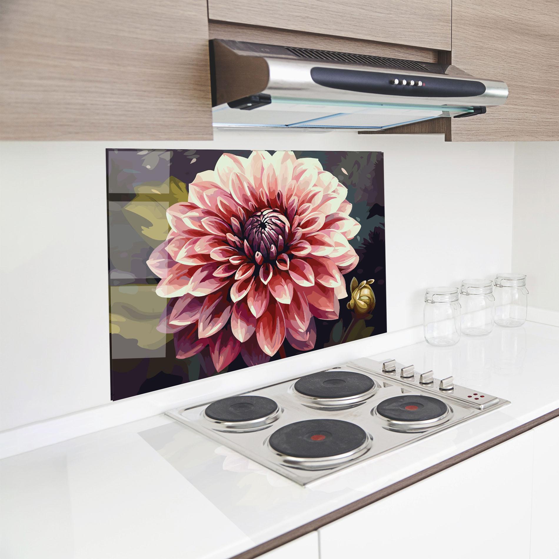 Konyhai üveg hátfal Open Pink Flower mockup 8