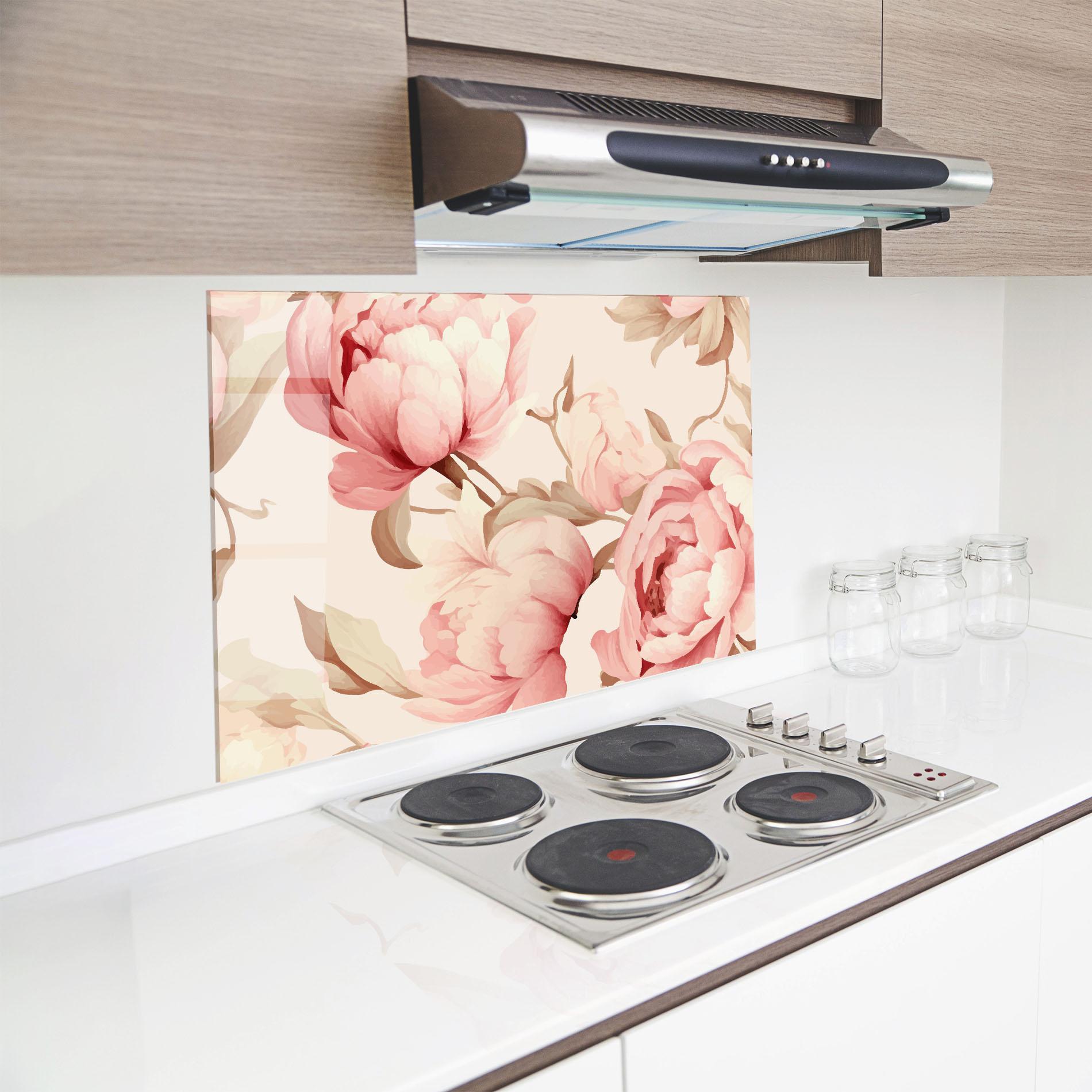 Konyhai üveg hátfal Pastel Peony mockup 8