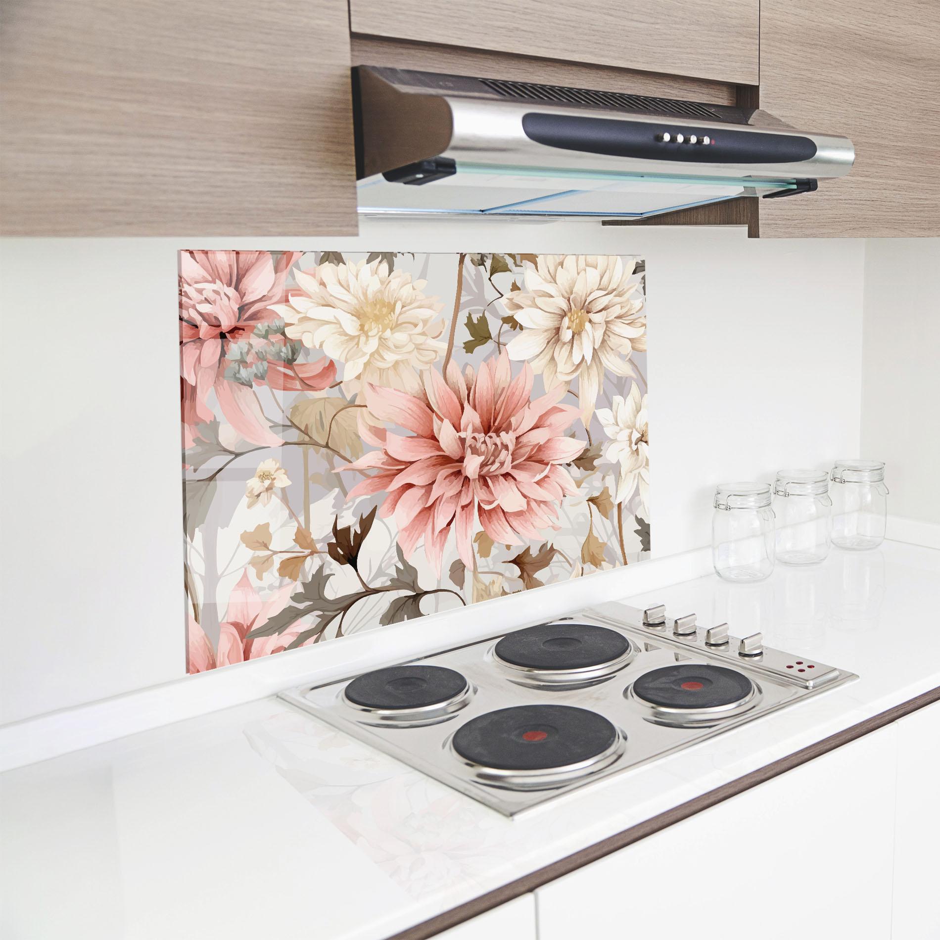 Konyhai üveg hátfal Pink Cream Open Peony mockup 8