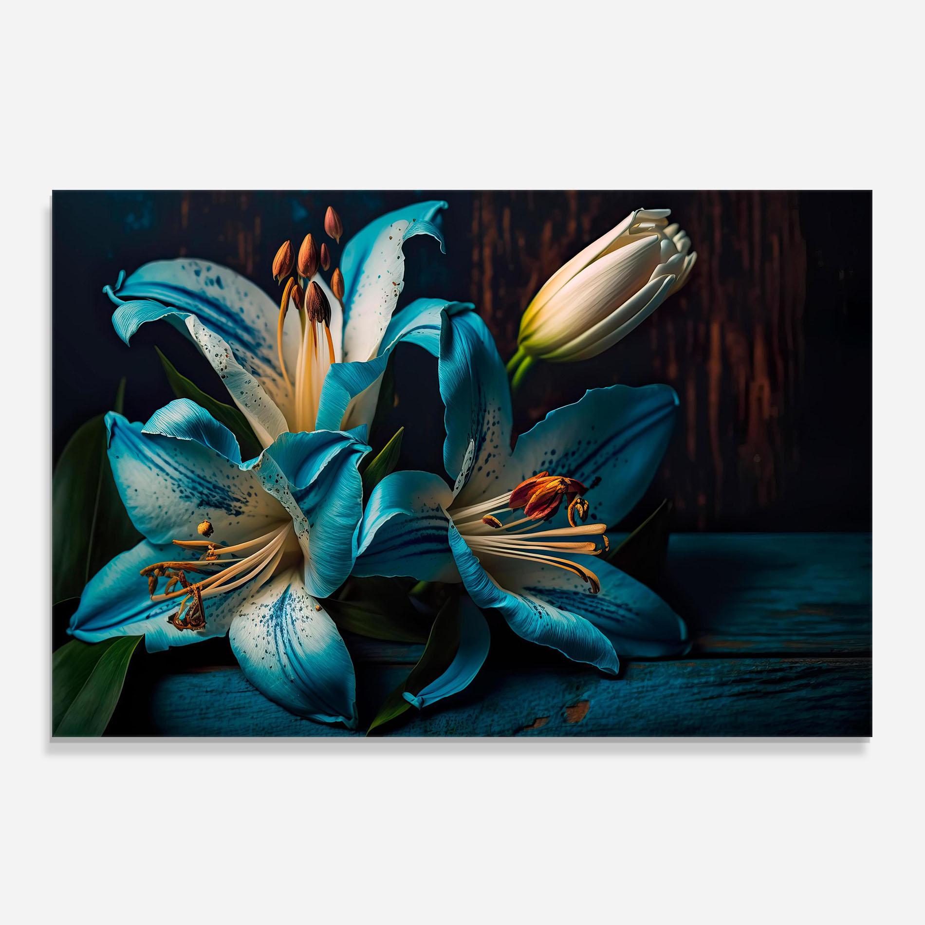 Konyhai üveg hátfal Blue Lily mockup 0
