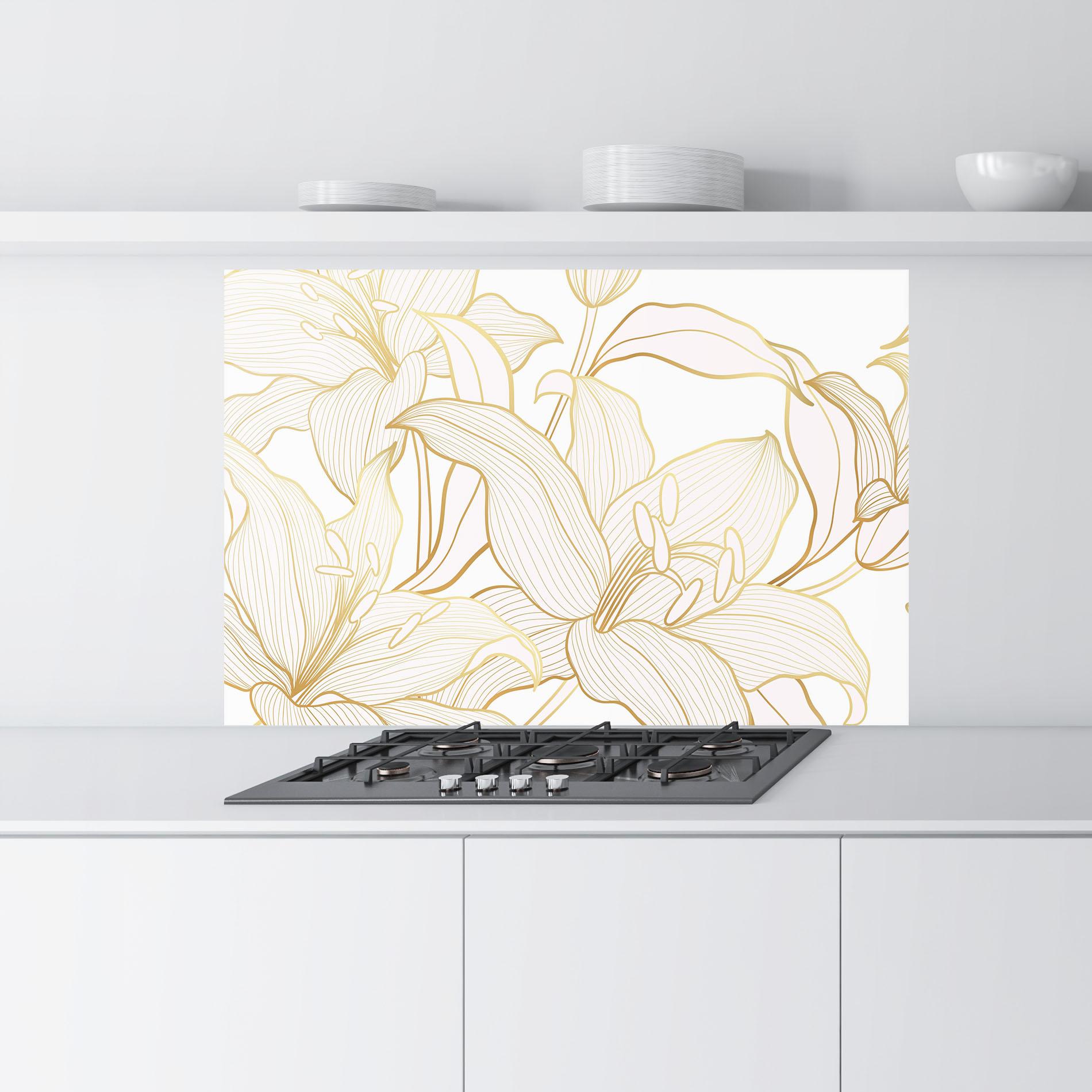 Konyhai üveg hátfal Gold Lily mockup 9