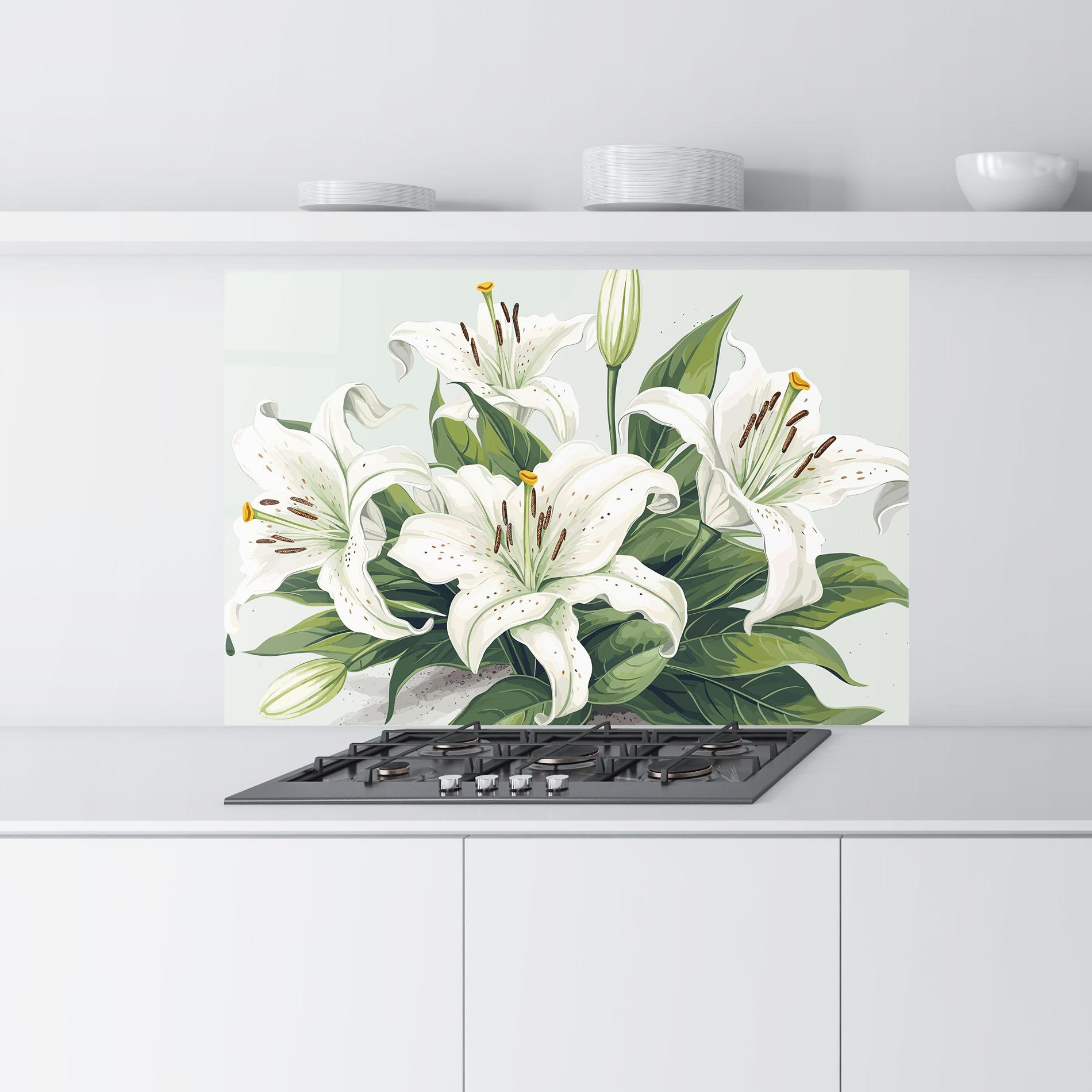 Konyhai üveg hátfal Light Lily Art mockup 9