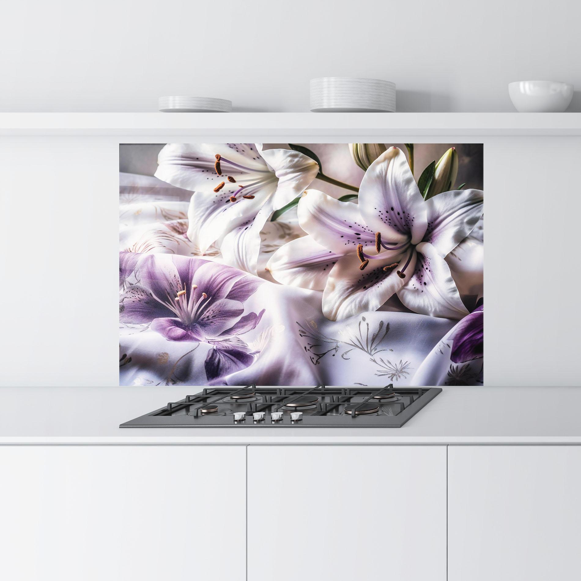 Konyhai üveg hátfal Light Purple Lily mockup 9