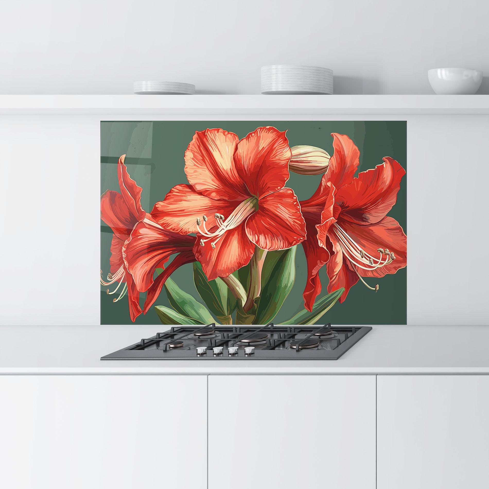Konyhai üveg hátfal Lily Orange Art mockup 9