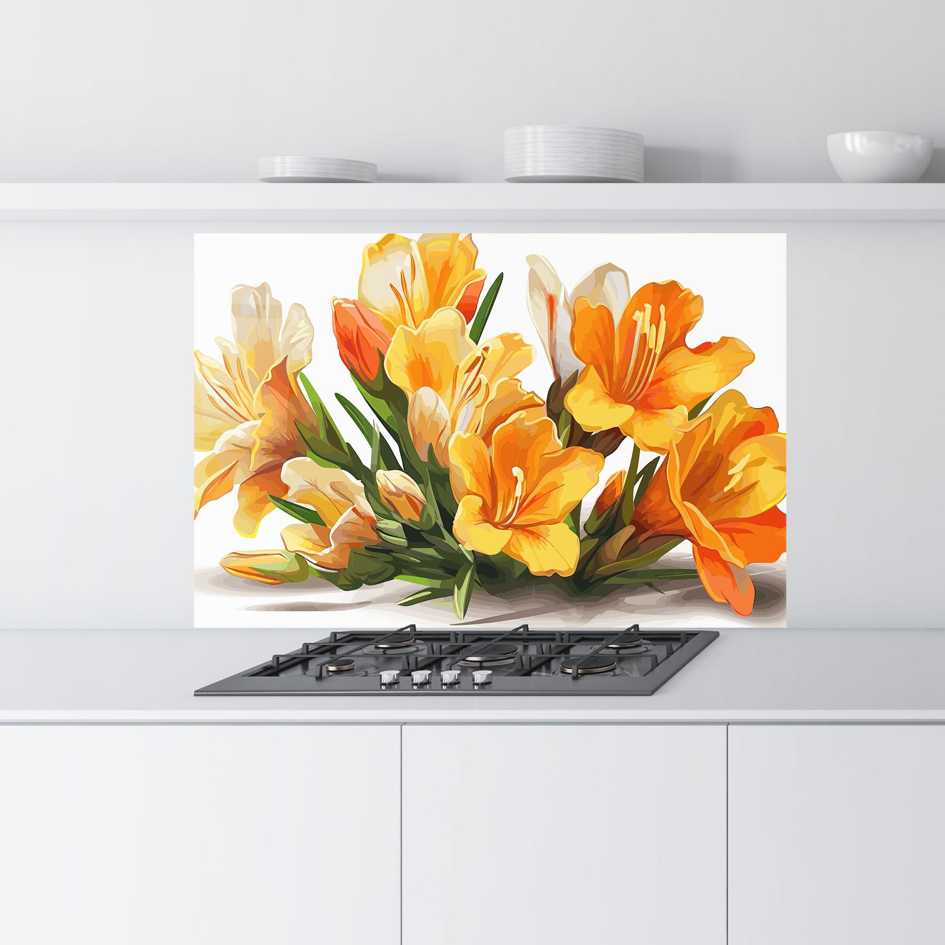 Konyhai üveg hátfal Orange Lily Art mockup 9
