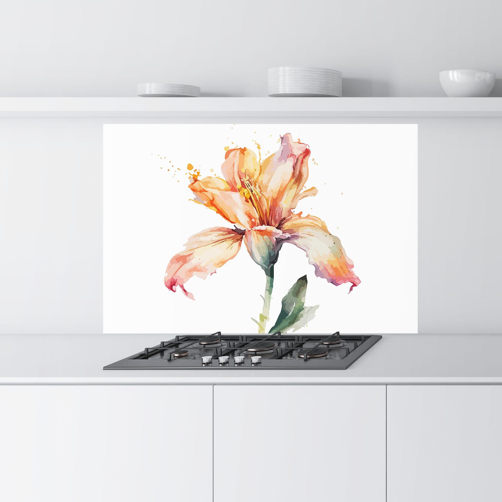 Konyhai üveg hátfal Orange Purple Lily mockup 9