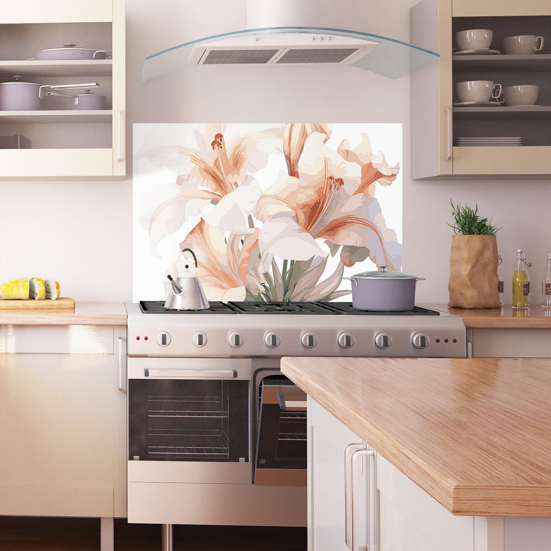 Konyhai üveg hátfal Light Pink Lily mockup 1