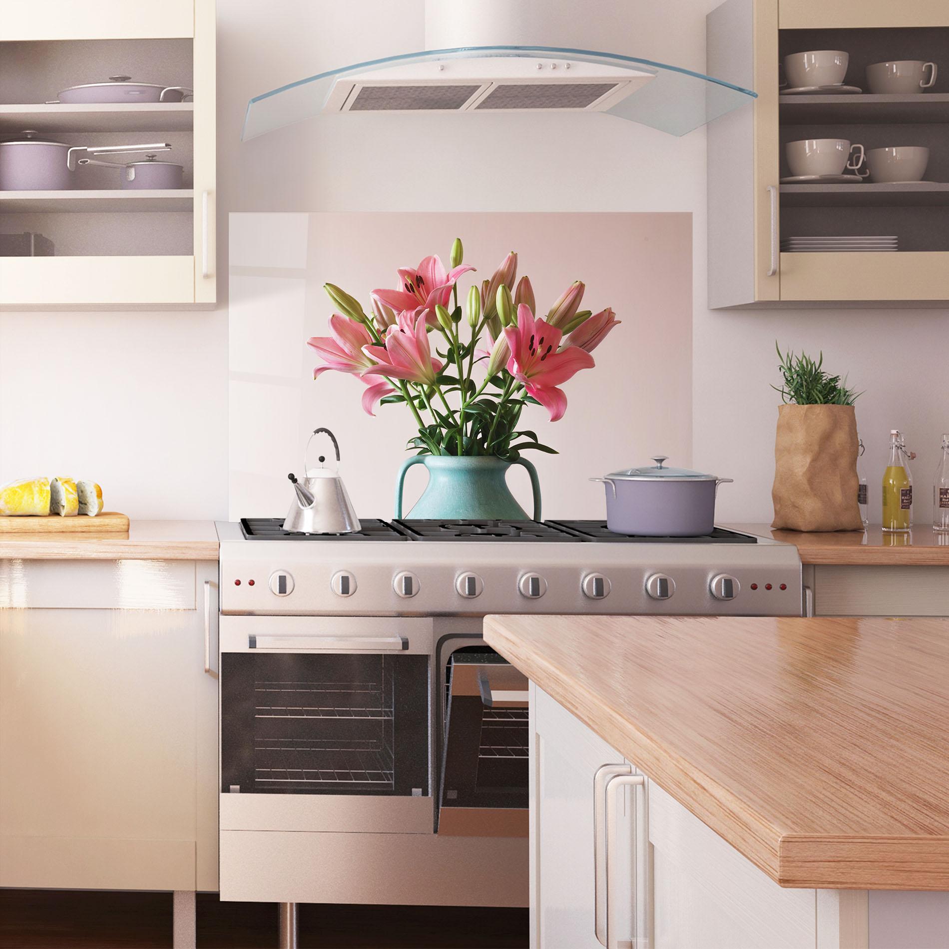 Konyhai üveg hátfal Pink Lily In Vase mockup 1