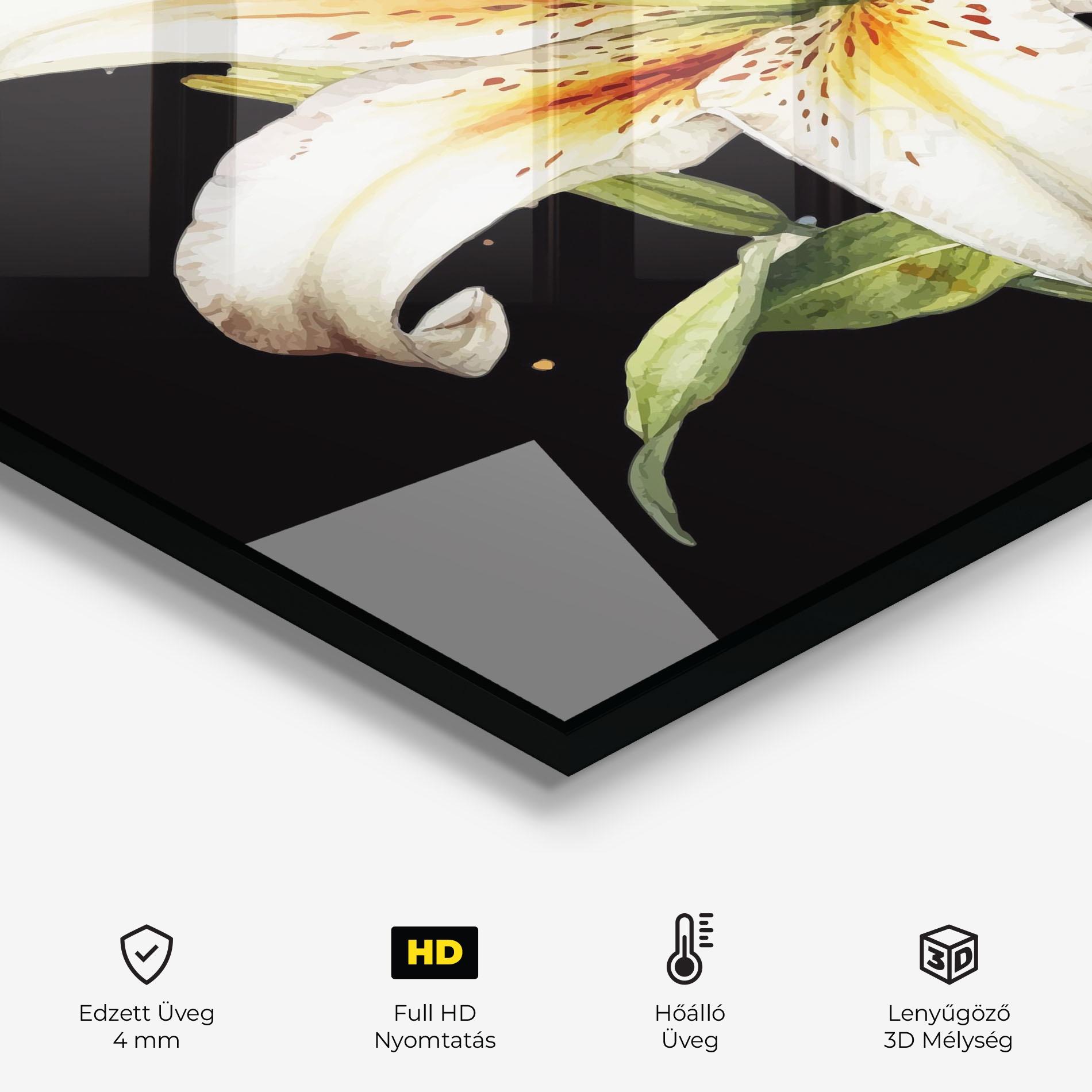 Konyhai üveg hátfal Beautiful White Lily mockup 2