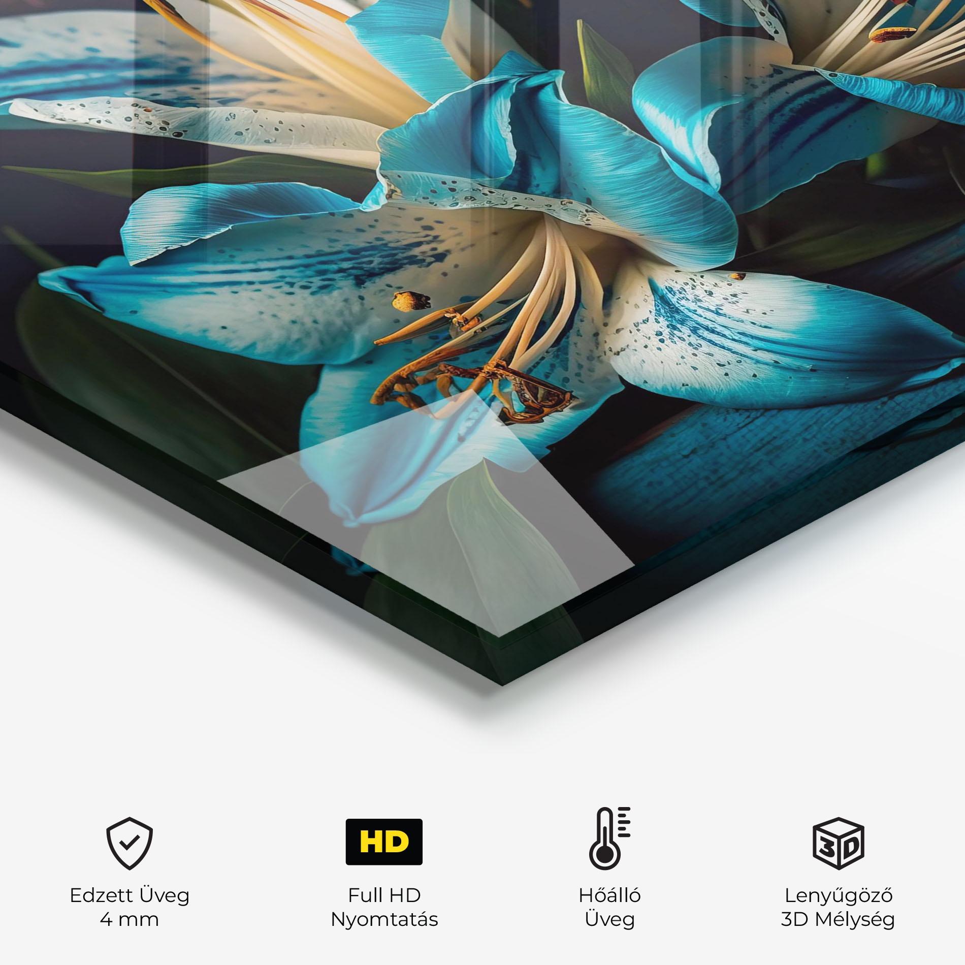 Konyhai üveg hátfal Blue Lily mockup 2