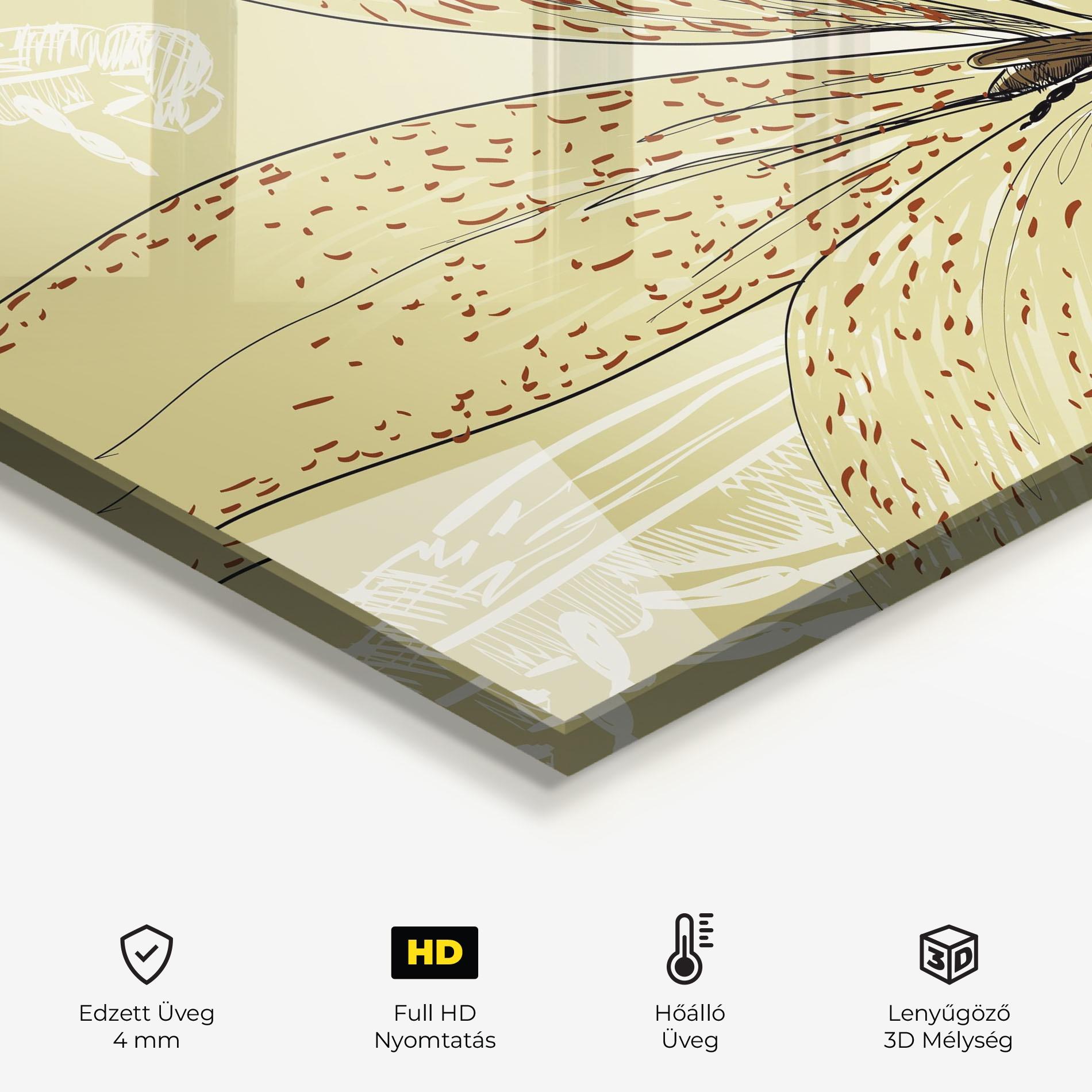 Konyhai üveg hátfal Cream Lily Bee mockup 2