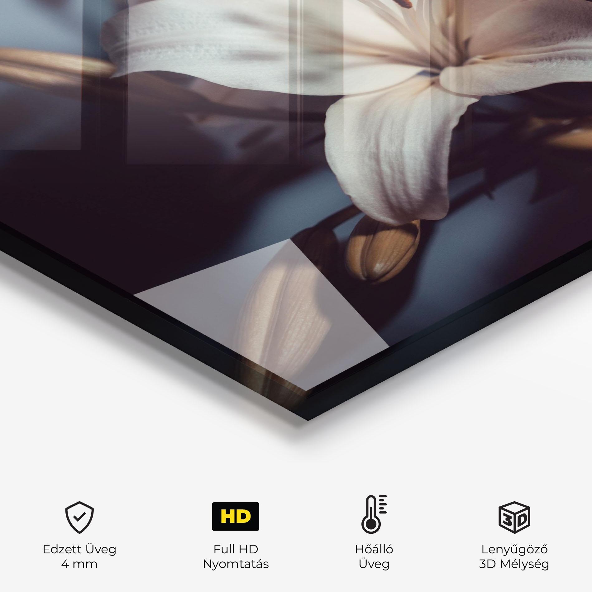 Konyhai üveg hátfal Cream Lily mockup 2