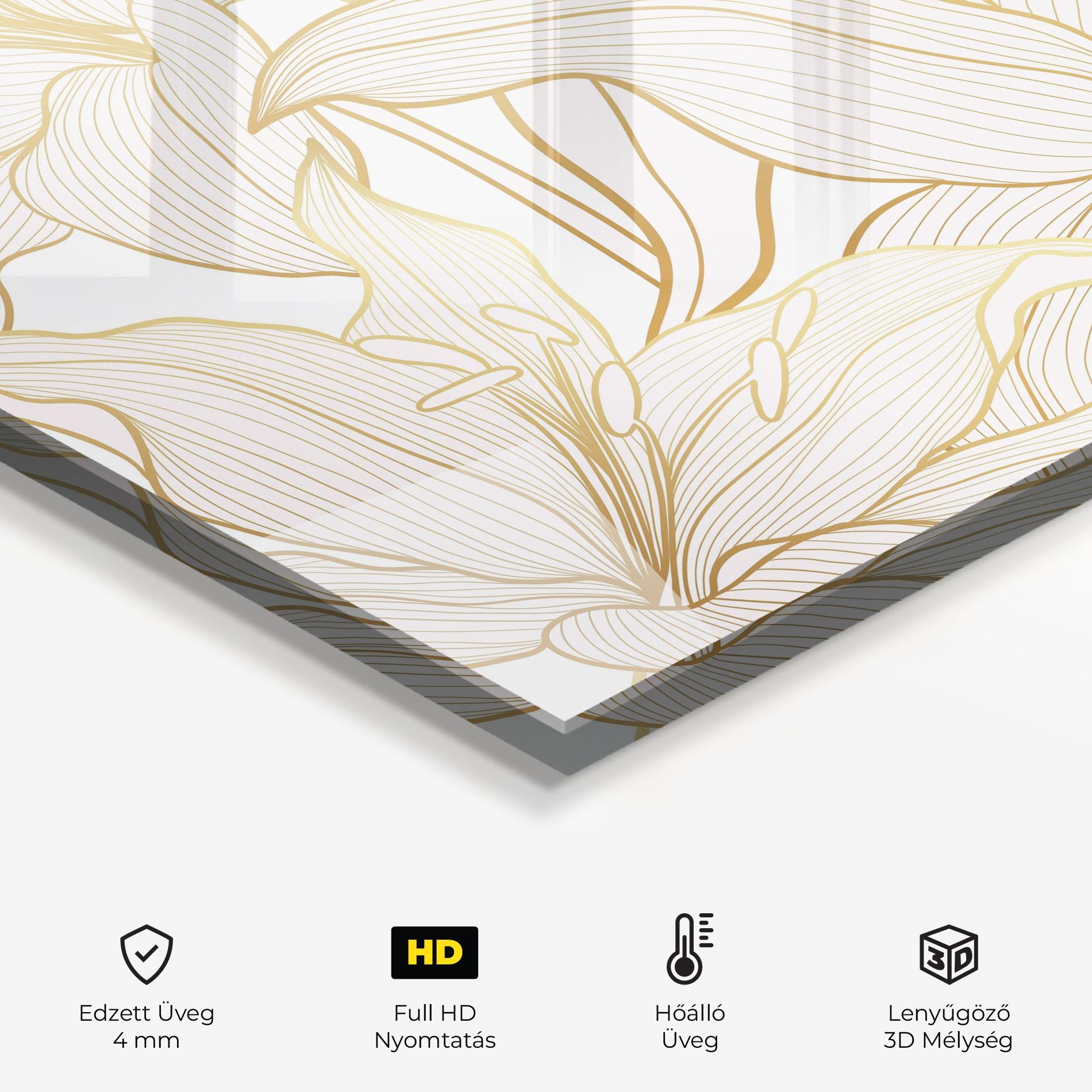 Konyhai üveg hátfal Gold Lily mockup 2