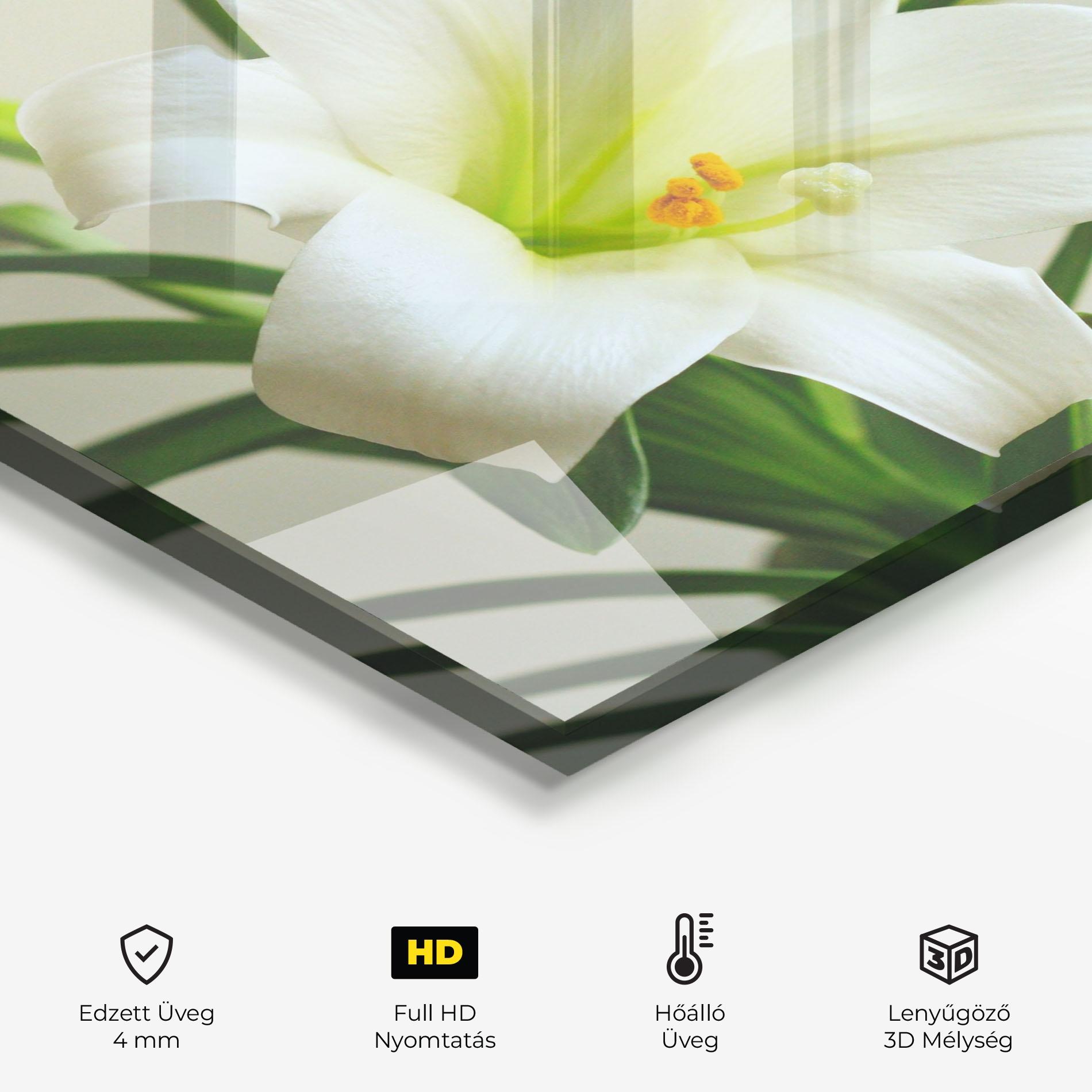 Konyhai üveg hátfal Green Lily mockup 2