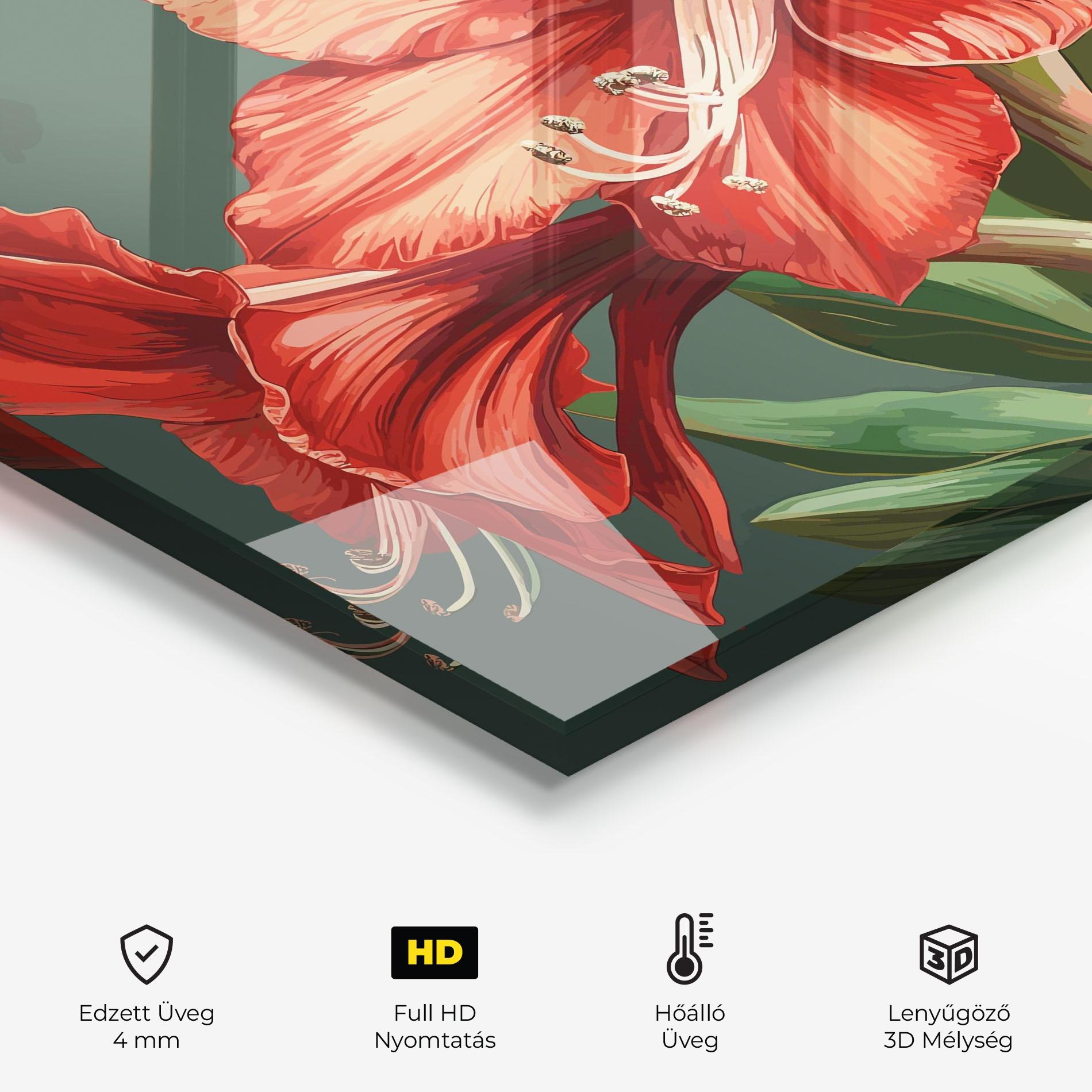 Konyhai üveg hátfal Lily Orange Art mockup 2