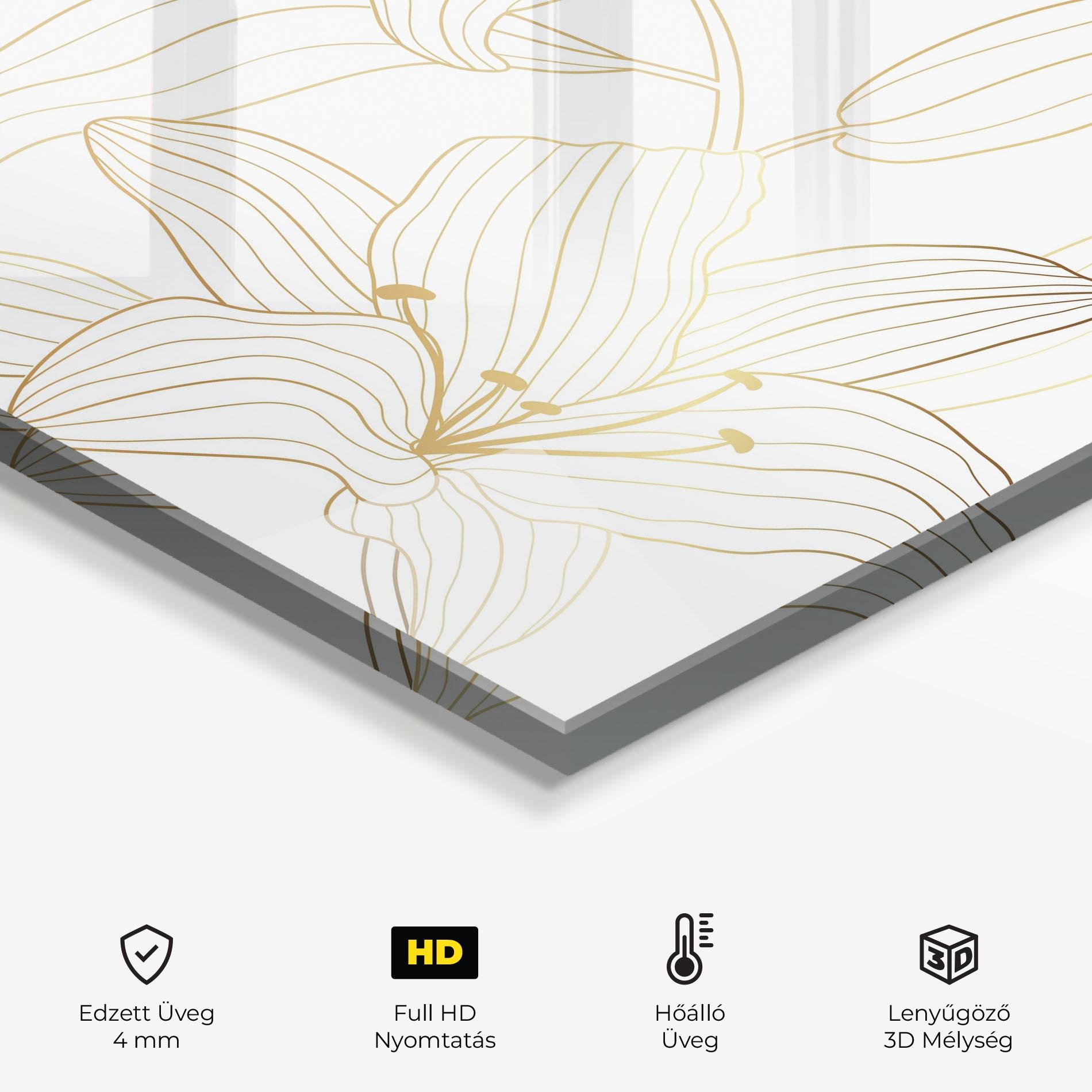 Konyhai üveg hátfal Luxury Golden Lily mockup 2