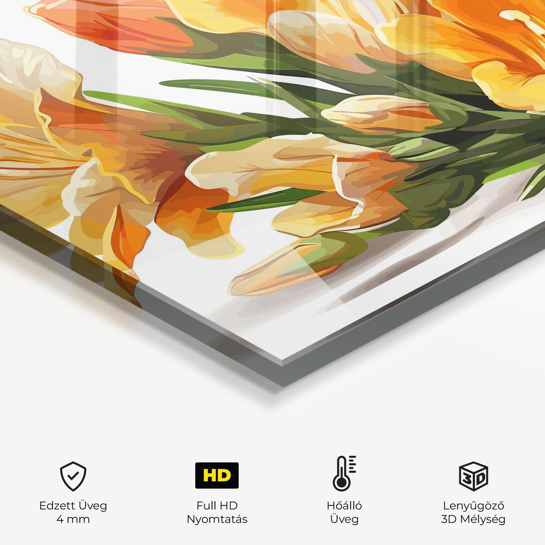 Konyhai üveg hátfal Orange Lily Art mockup 2