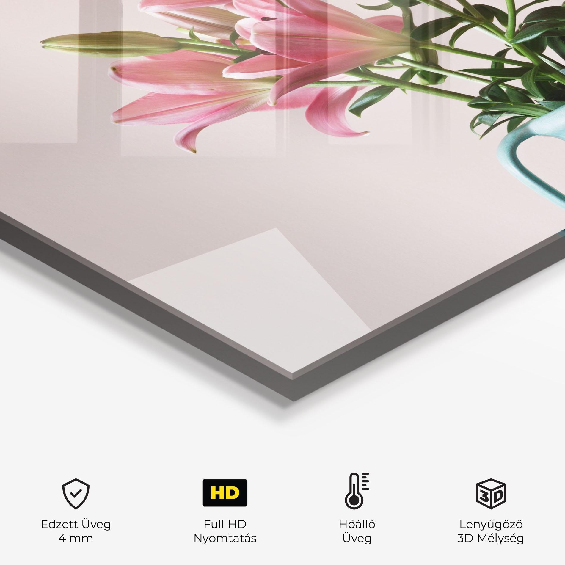 Konyhai üveg hátfal Pink Lily In Vase mockup 2