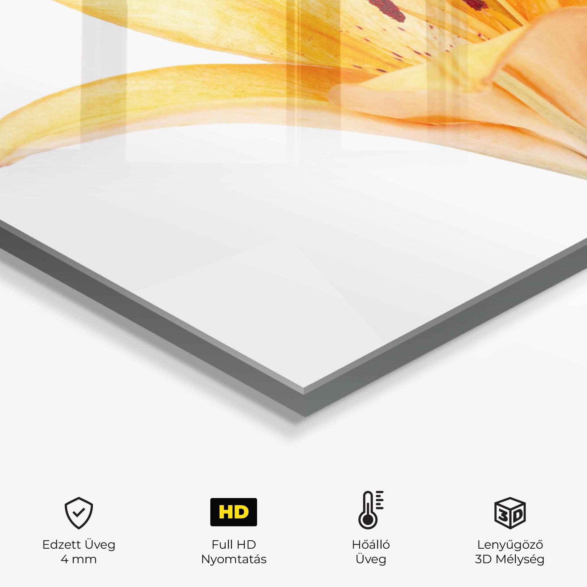 Konyhai üveg hátfal Yellow With Orange Lily mockup 2