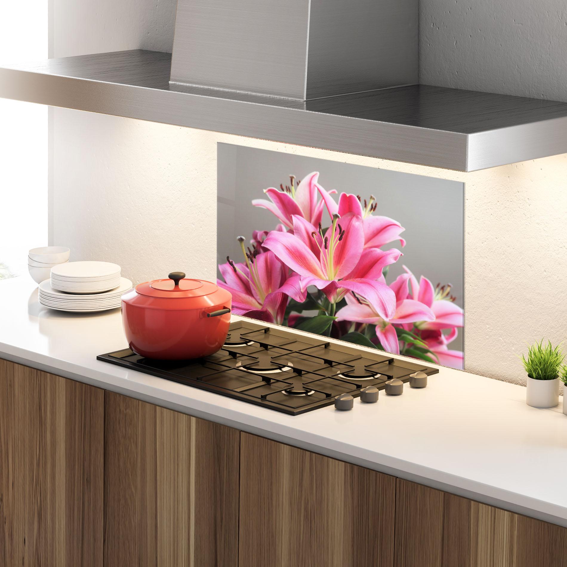 Konyhai üveg hátfal Light Pink Lily View mockup 4