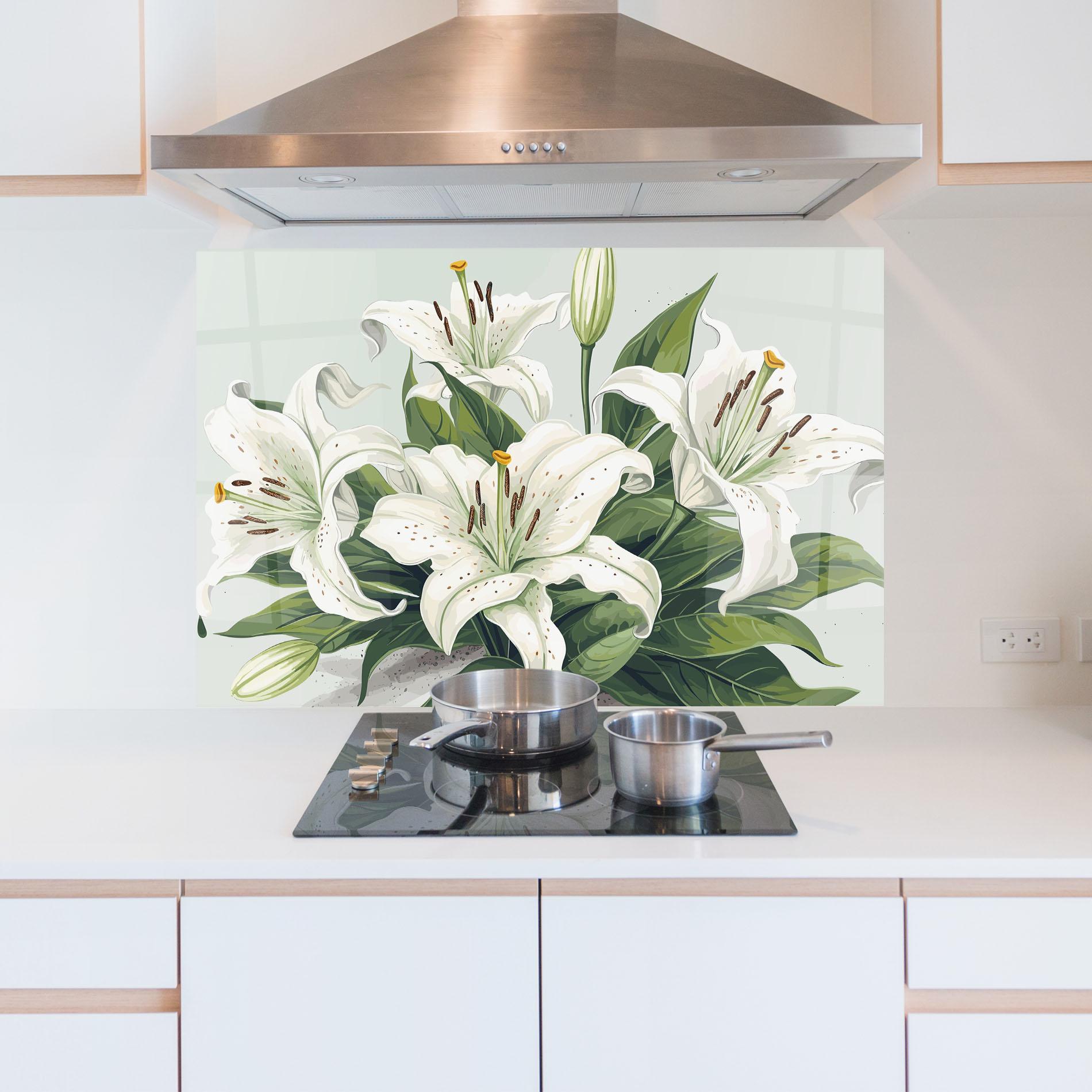 Konyhai üveg hátfal Light Lily Art mockup 5