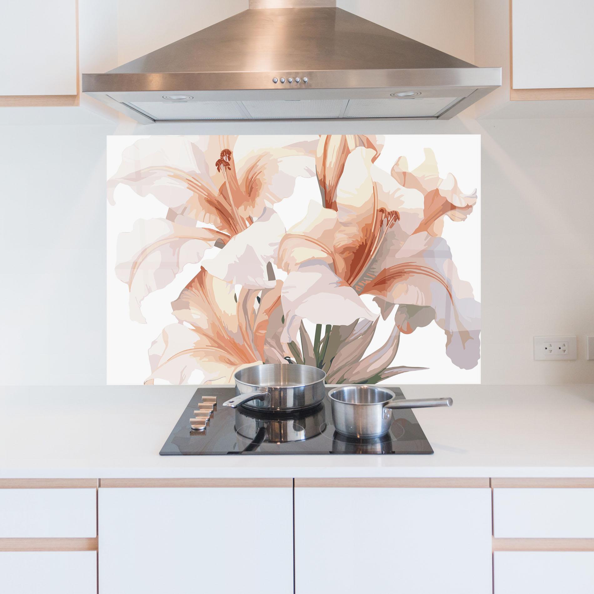 Konyhai üveg hátfal Light Pink Lily mockup 5